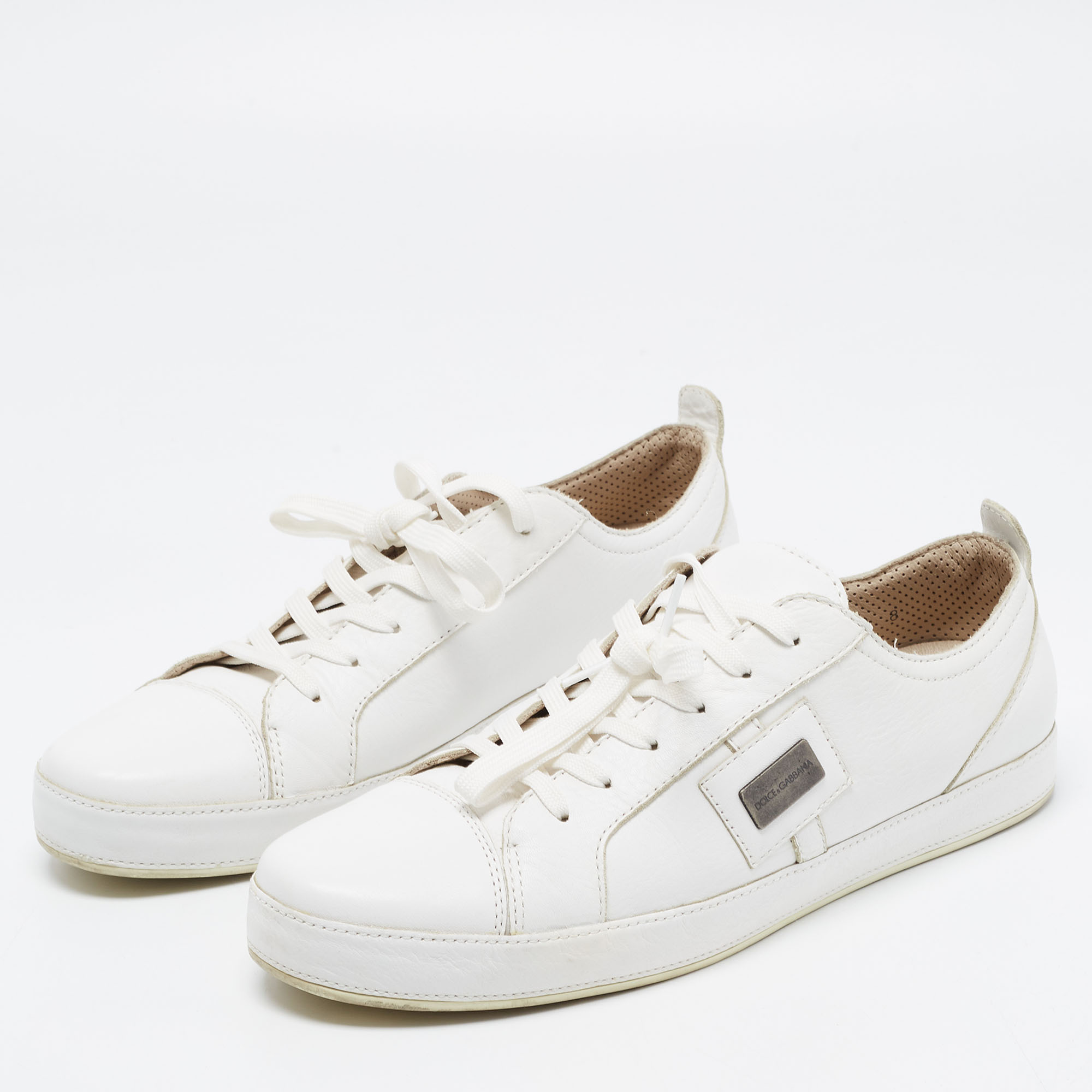 

Dolce & Gabbana White Leather Low Top Sneakers Size