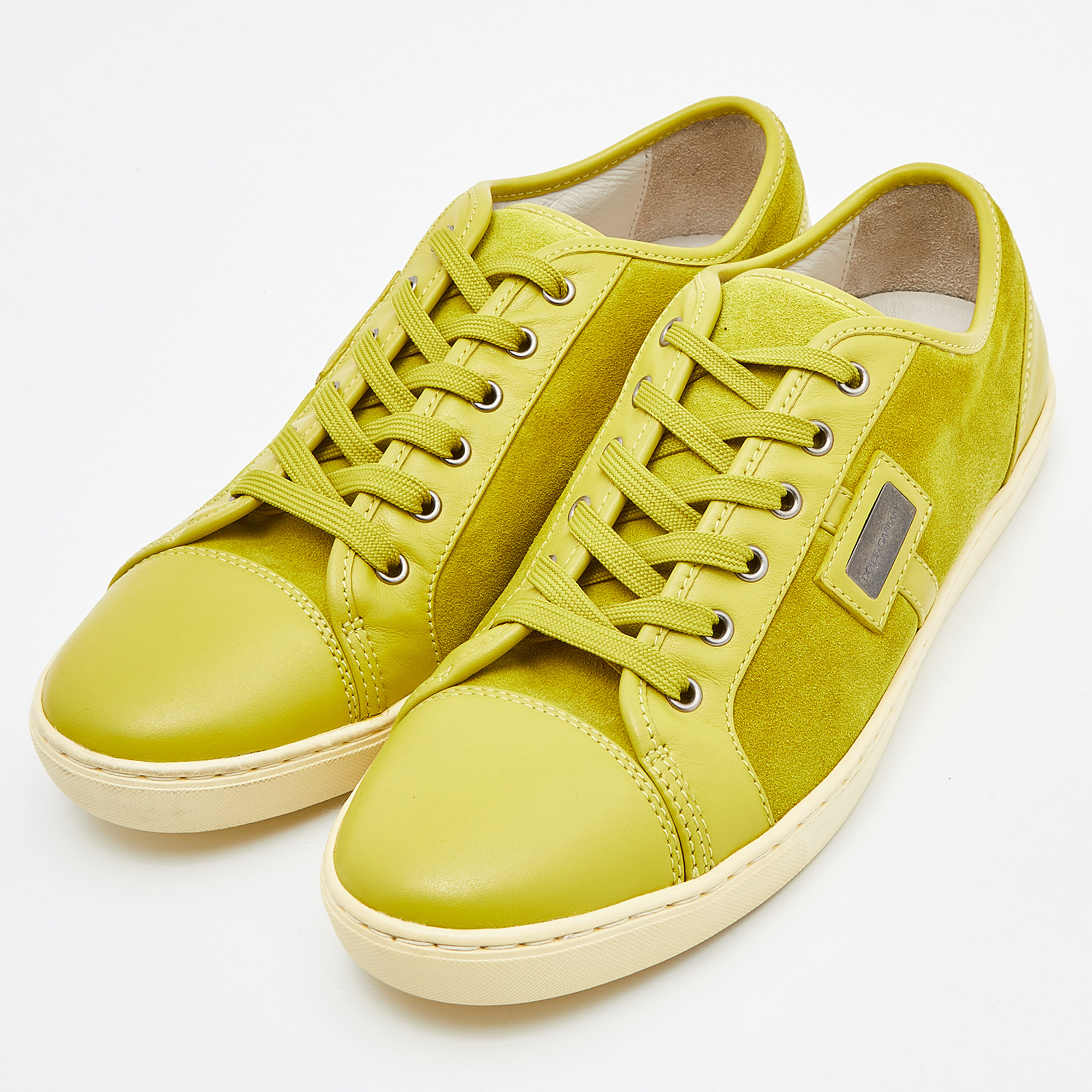 

Dolce & Gabbana Green Suede and Leather Low Top Sneakers Size