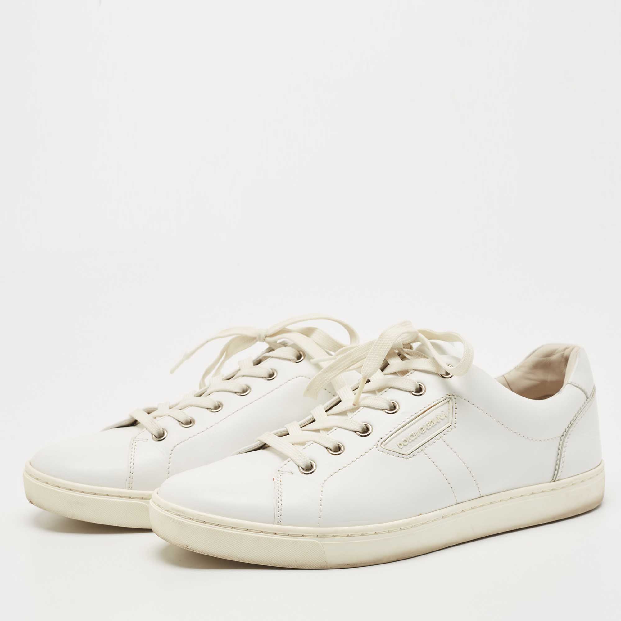 

Dolce & Gabbana White Leather Low Top Sneakers Size