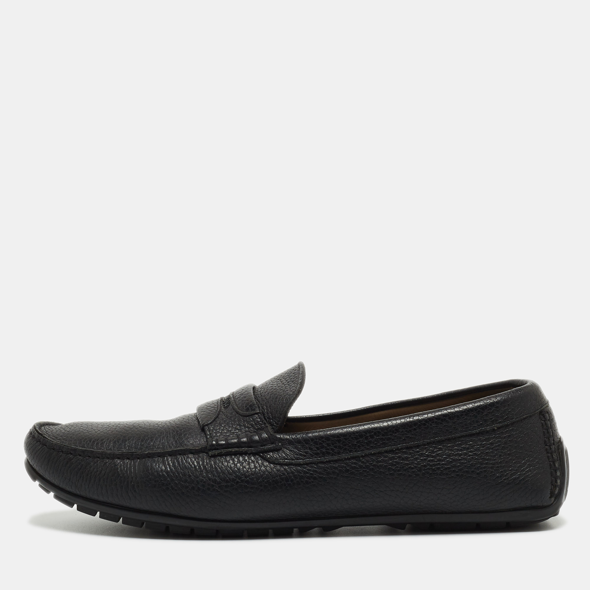 Pre-owned Dolce & Gabbana Black Leather Slip On Loafers Size 44