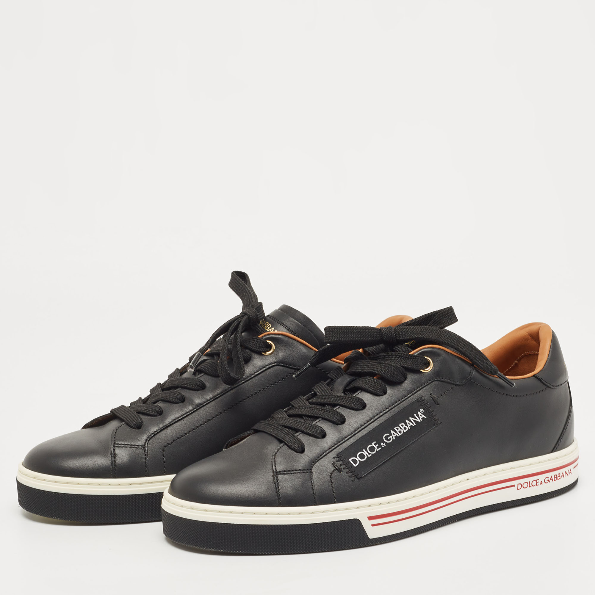 

Dolce & Gabbana Black Leather Low Top Sneakers Size