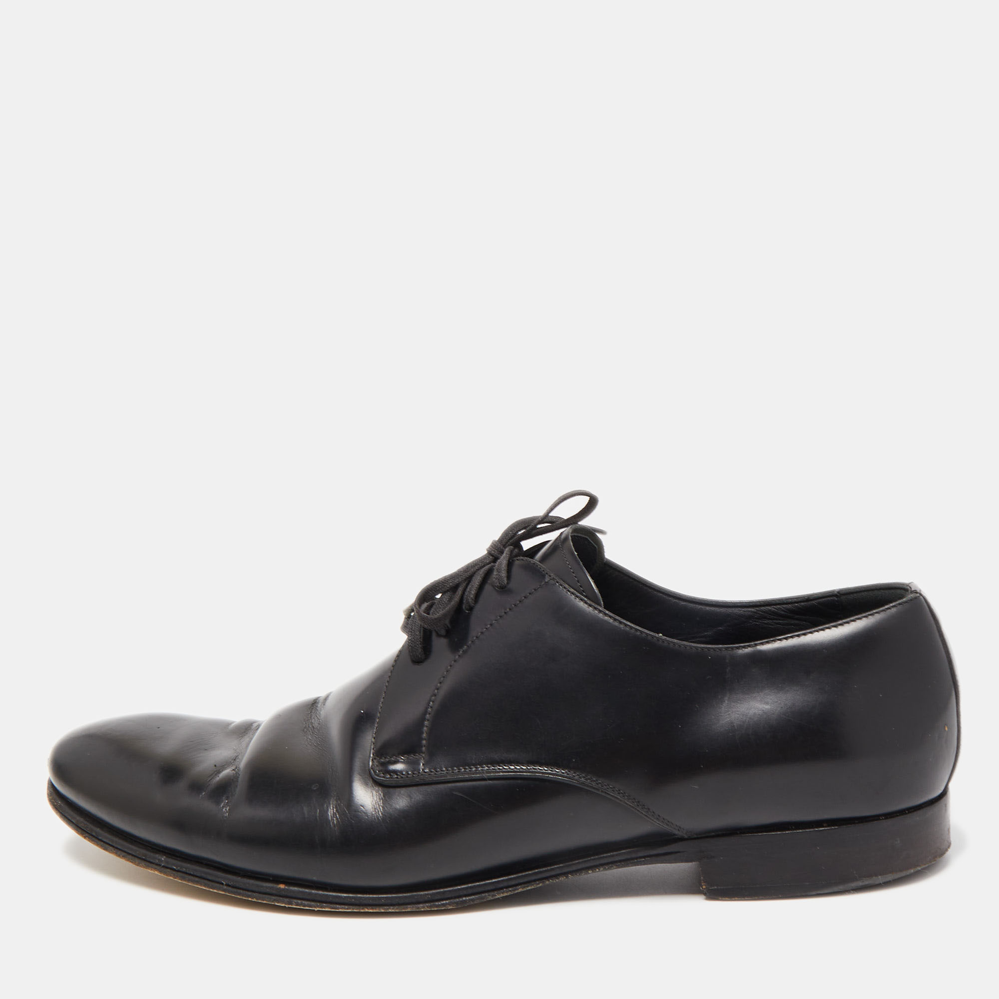 Pre-owned Dolce & Gabbana Black Leather Lace Up Oxford Size 44