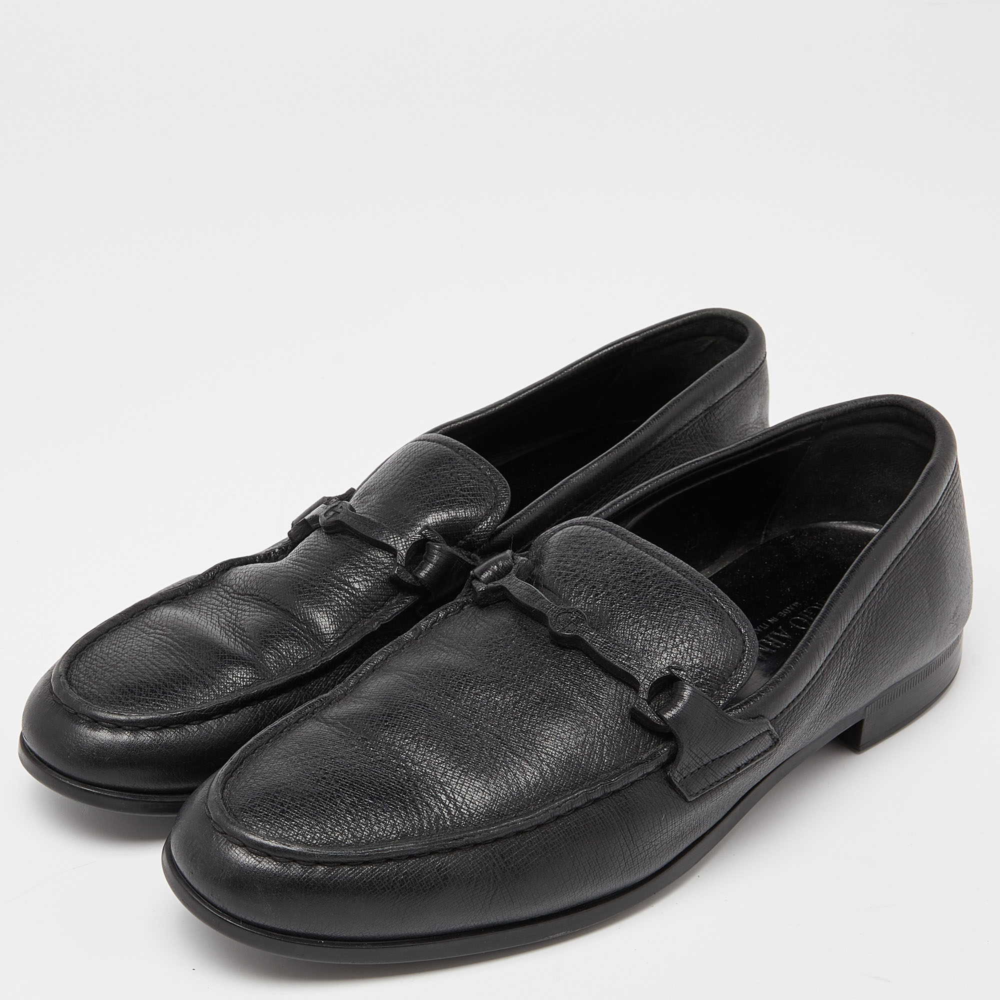 

Giorgio Armani Black Leather Slip On Loafers Size