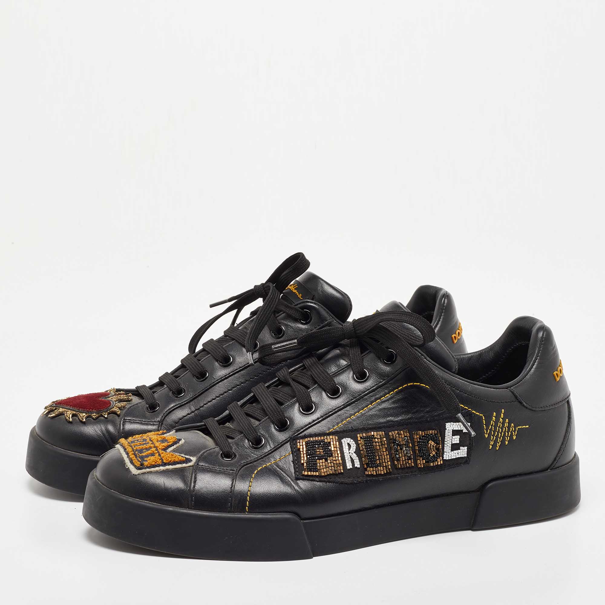 

Dolce & Gabbana Black Leather Low Top Sneakers Size