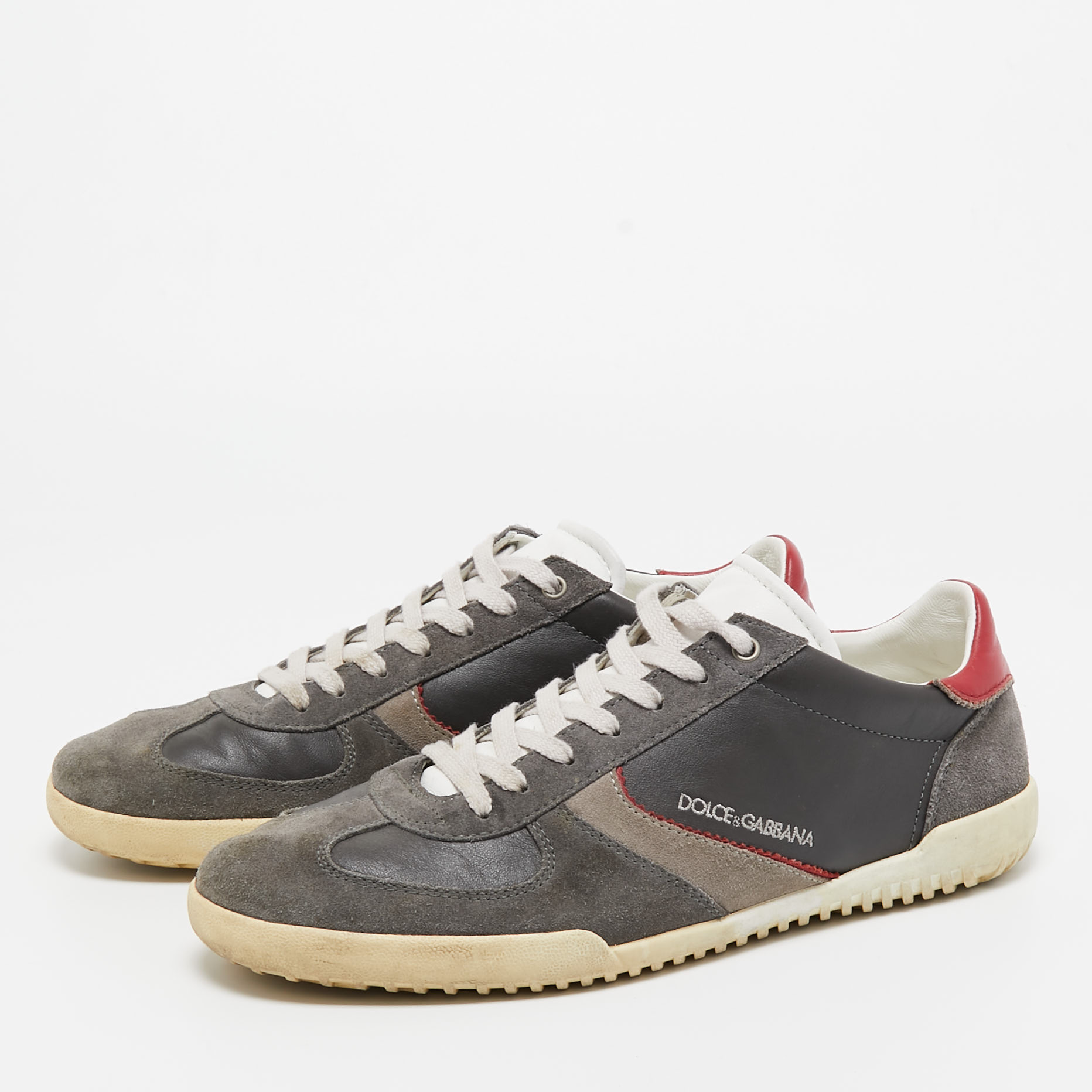 

Dolce & Gabbana Grey Suede and Leather Low Top Sneakers Size