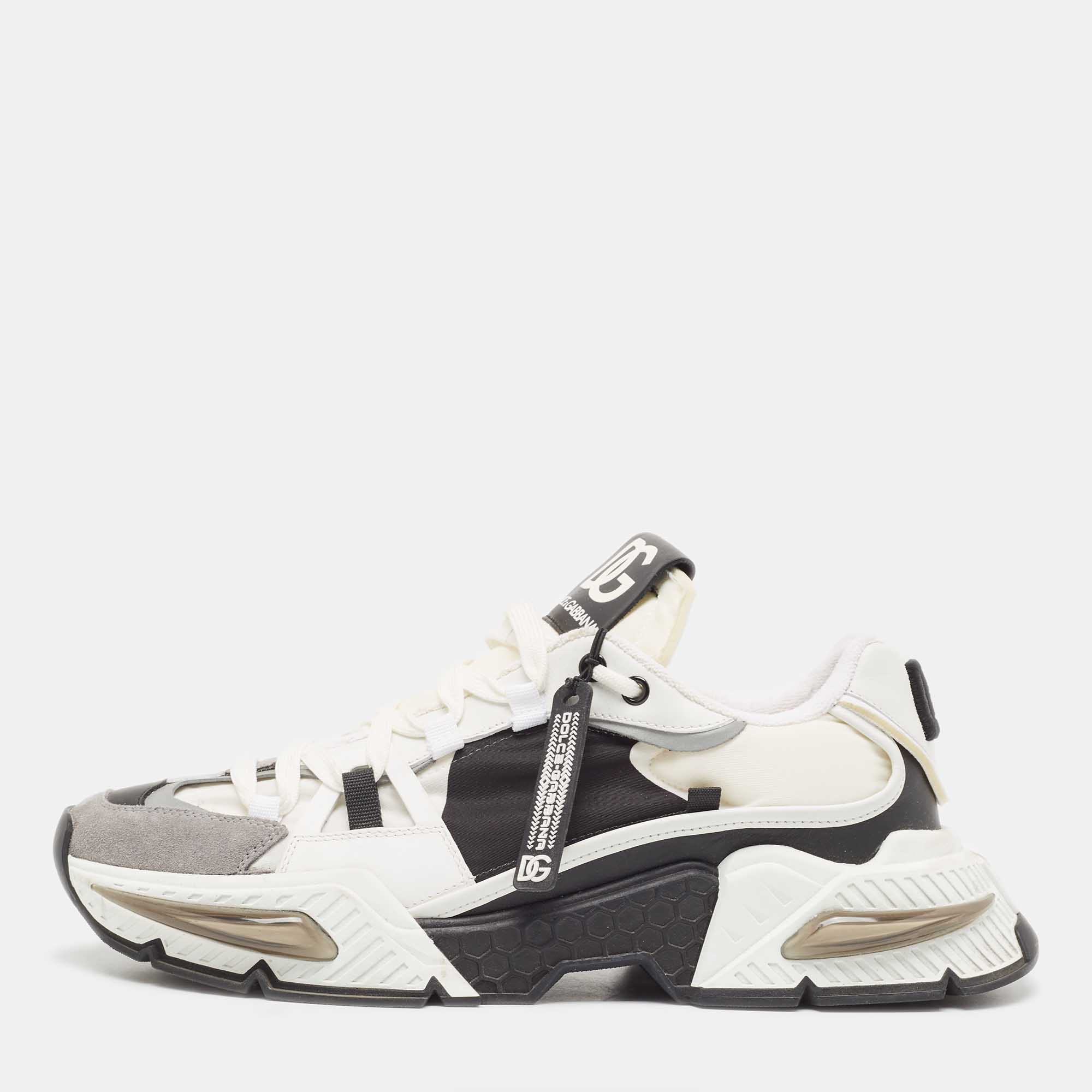 

Dolce & Gabbana White/Black Neoprene and Suede Airmaster Sneakers Size