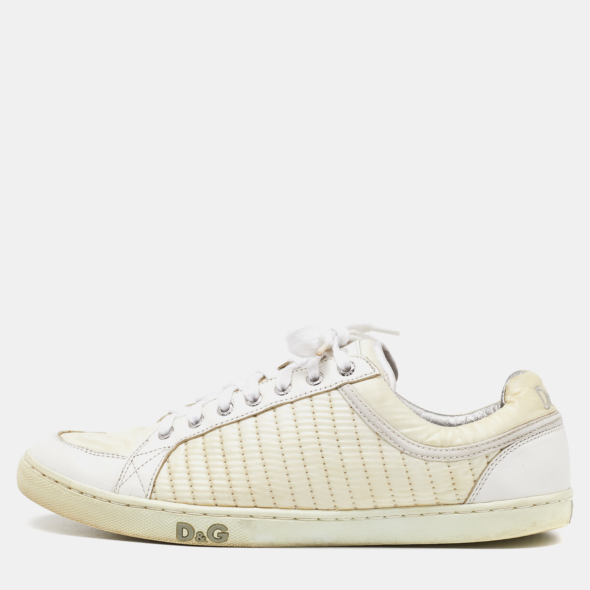 

Dolce & Gabbana White Leather and Nylon Low Top Sneakers Size