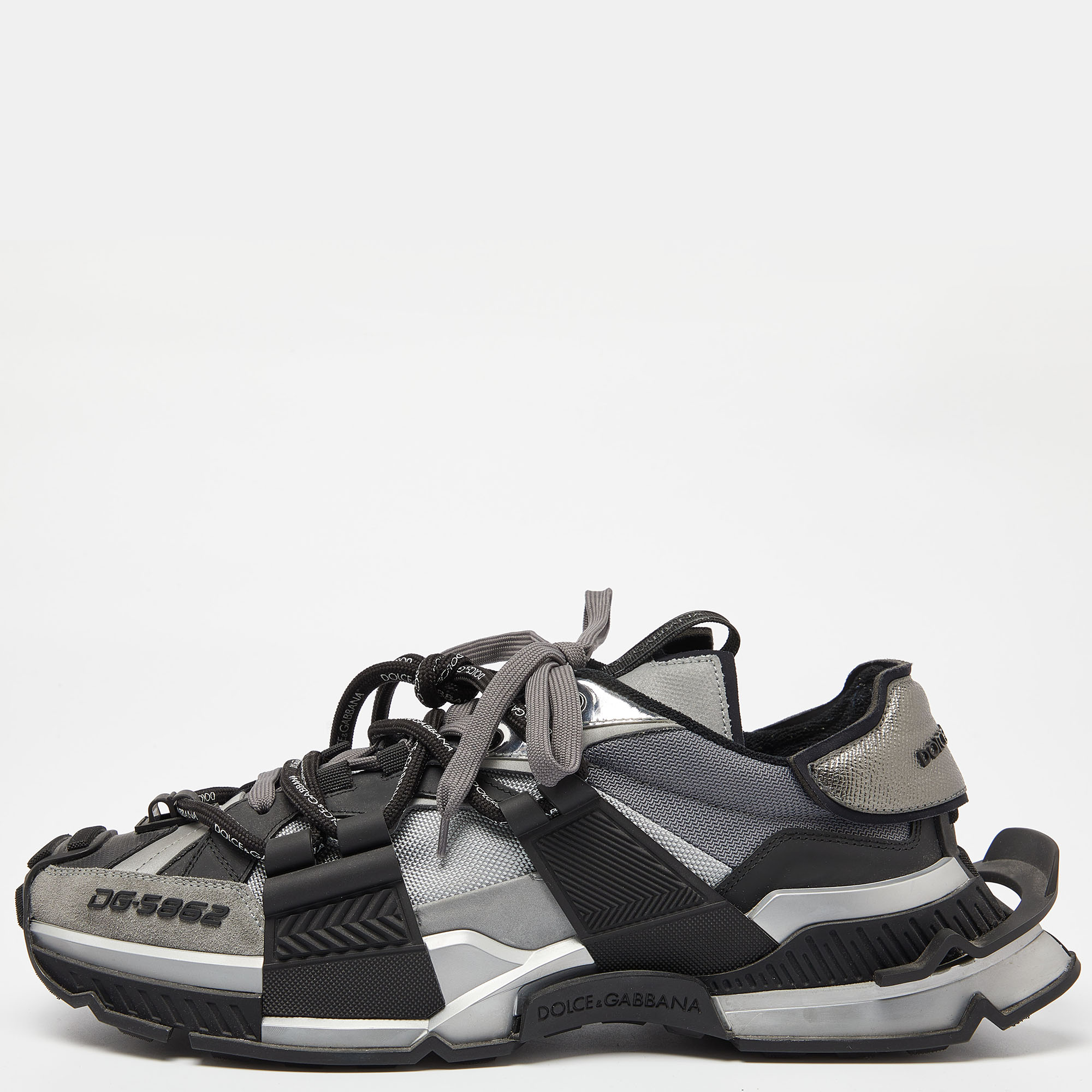 

Dolce & Gabbana Grey/Black Mesh and Suede Space Sneakers Size