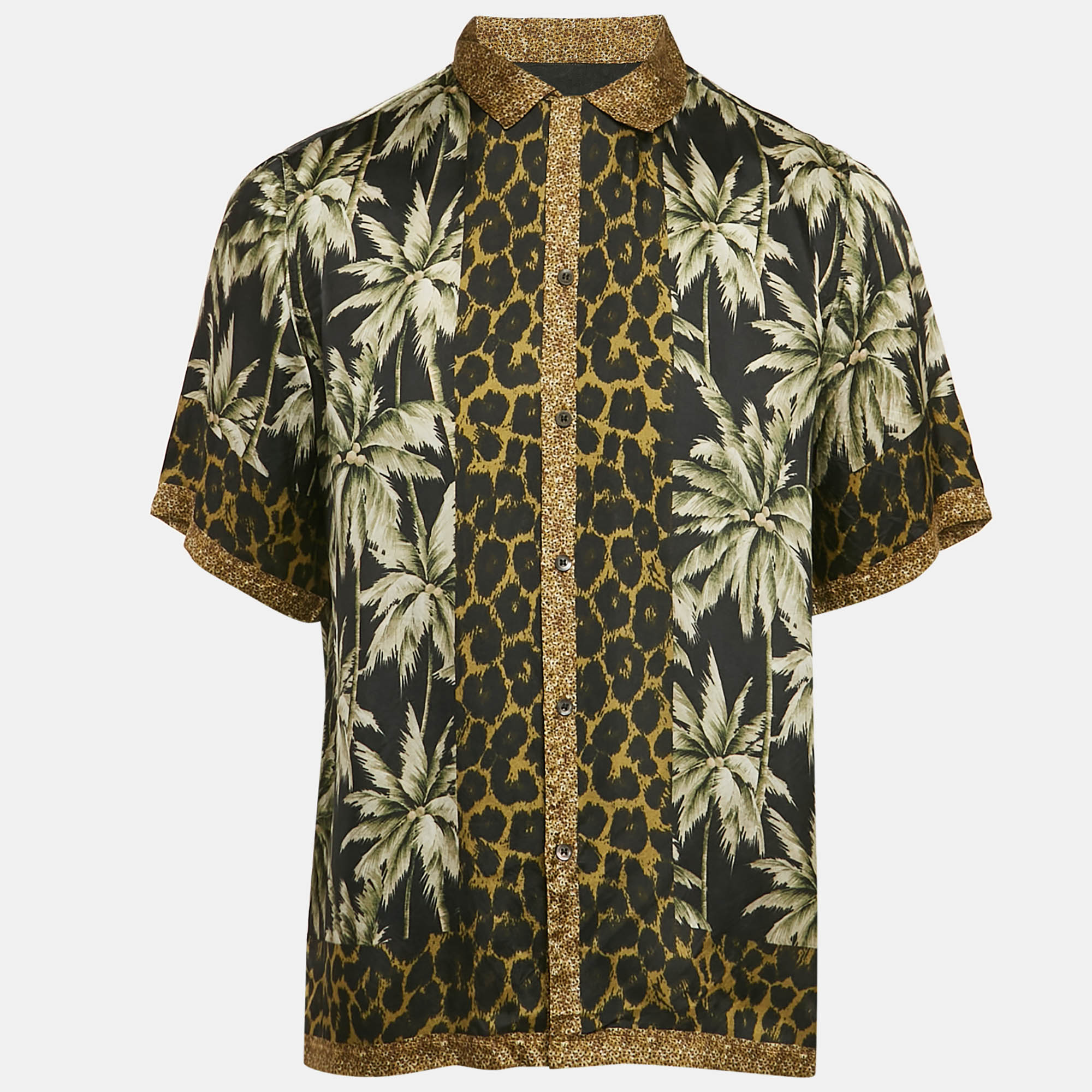 

Dries van Noten Black Print Crepe Short Sleeve Shirt L