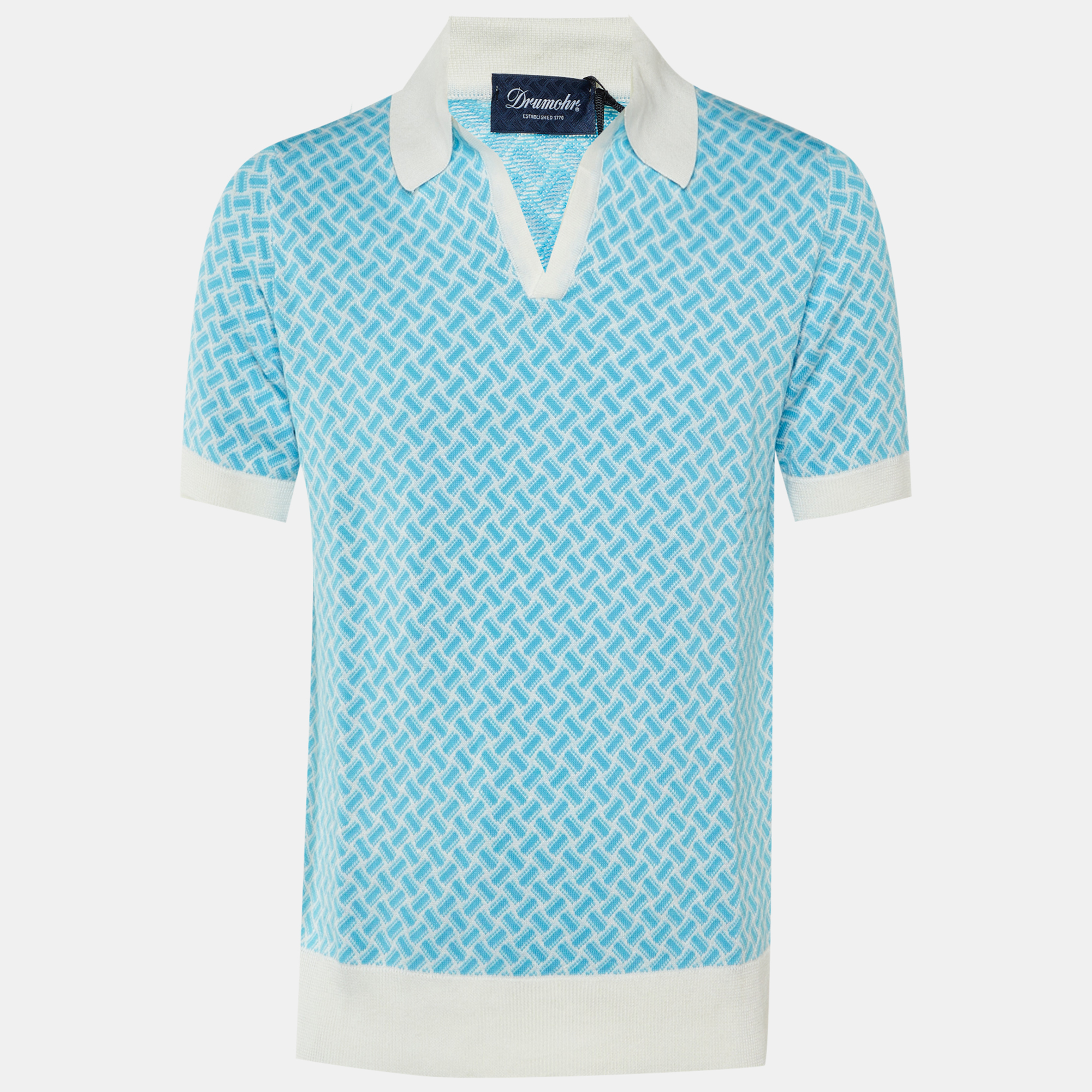 

Drumohr Blue Cotton & Linen Knit Polo T-Shirt L