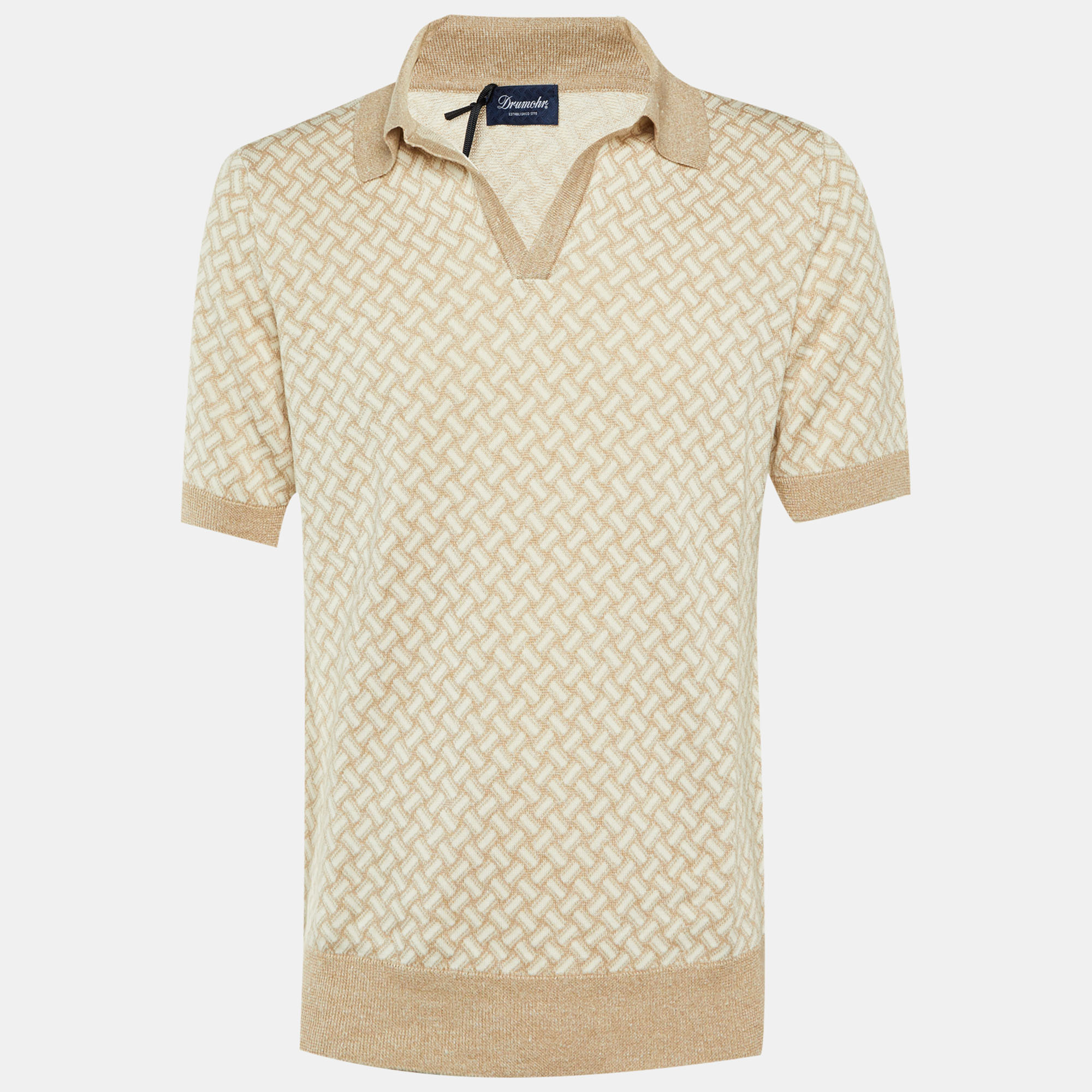 

Drumohr Beige/White Cotton & Linen Polo T-Shirt L