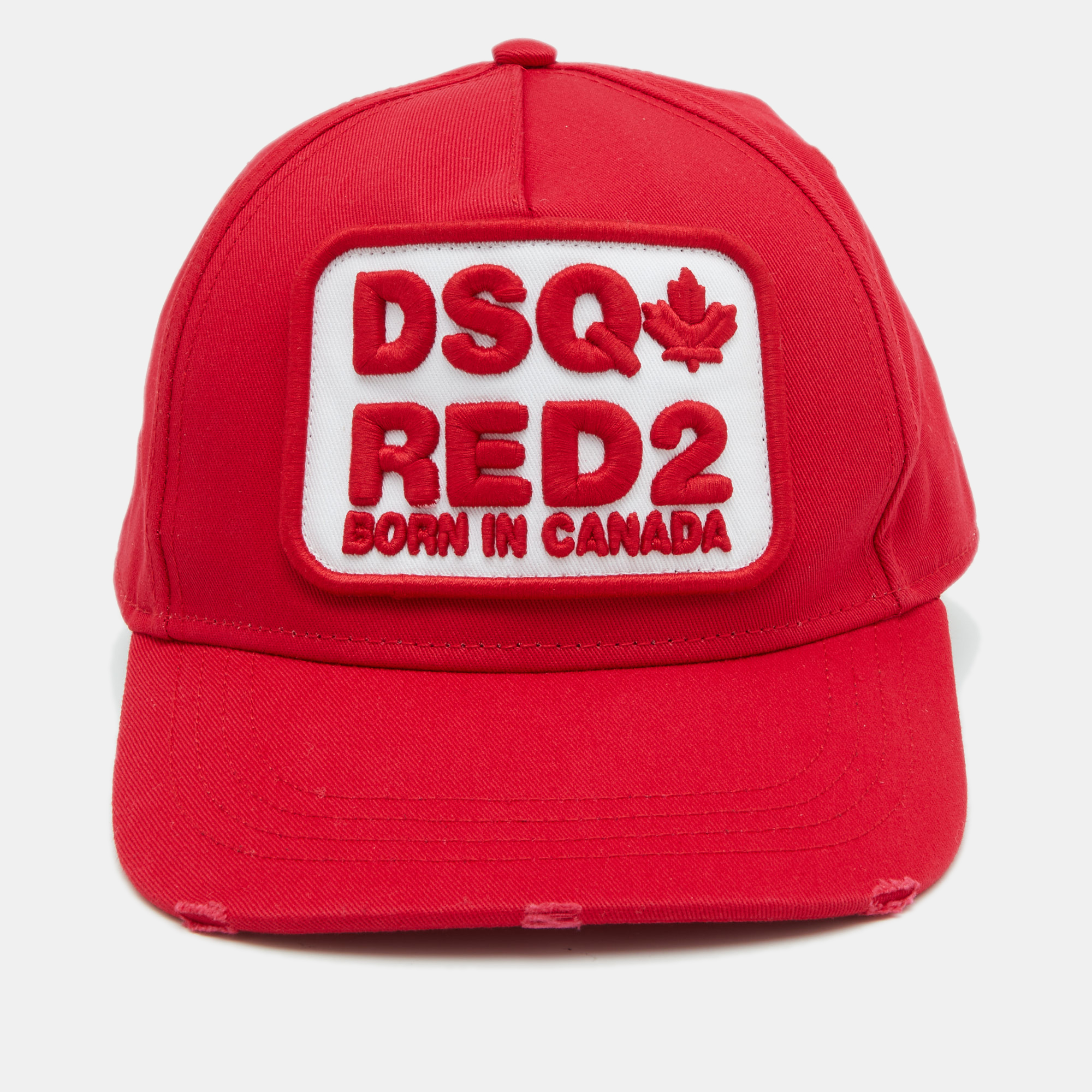 

Dsquared2 Red2 Canvas Distressed Baseball Cap, Red
