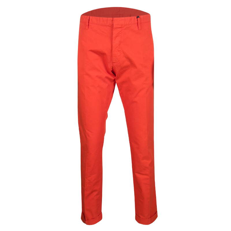 Pre Owned Dsquared2 Orange Overdyed Cotton Chino Trousers XXL