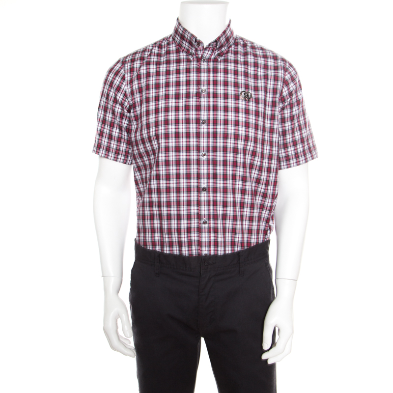 Dsquared2 Multicolor Tartan Plaid Checked Cotton Short Sleeve Shirt L