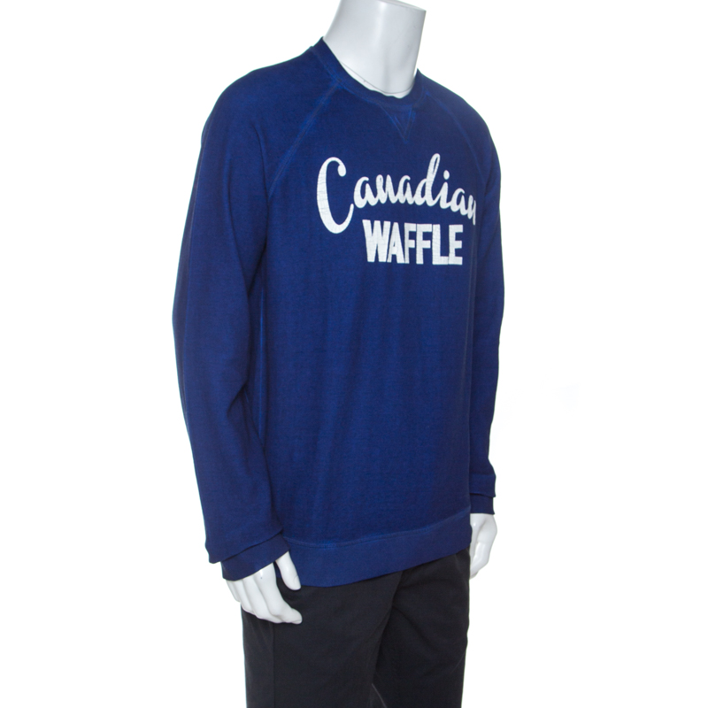 

Dsquared2 Blue Cotton Knit Canadian Waffle Sweatshirt