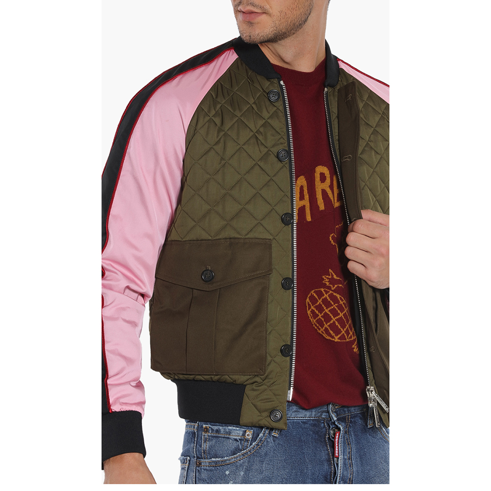 

Dsquared2 Green Quilted Colourblock Bomber Jacket  (IT 48