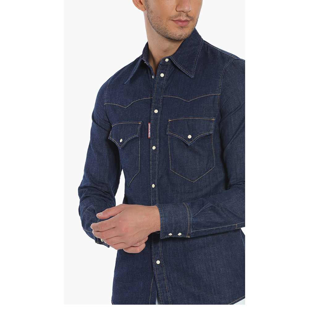 

Dsquared2 Blue Denim Long Sleeves Shirt  (IT 46