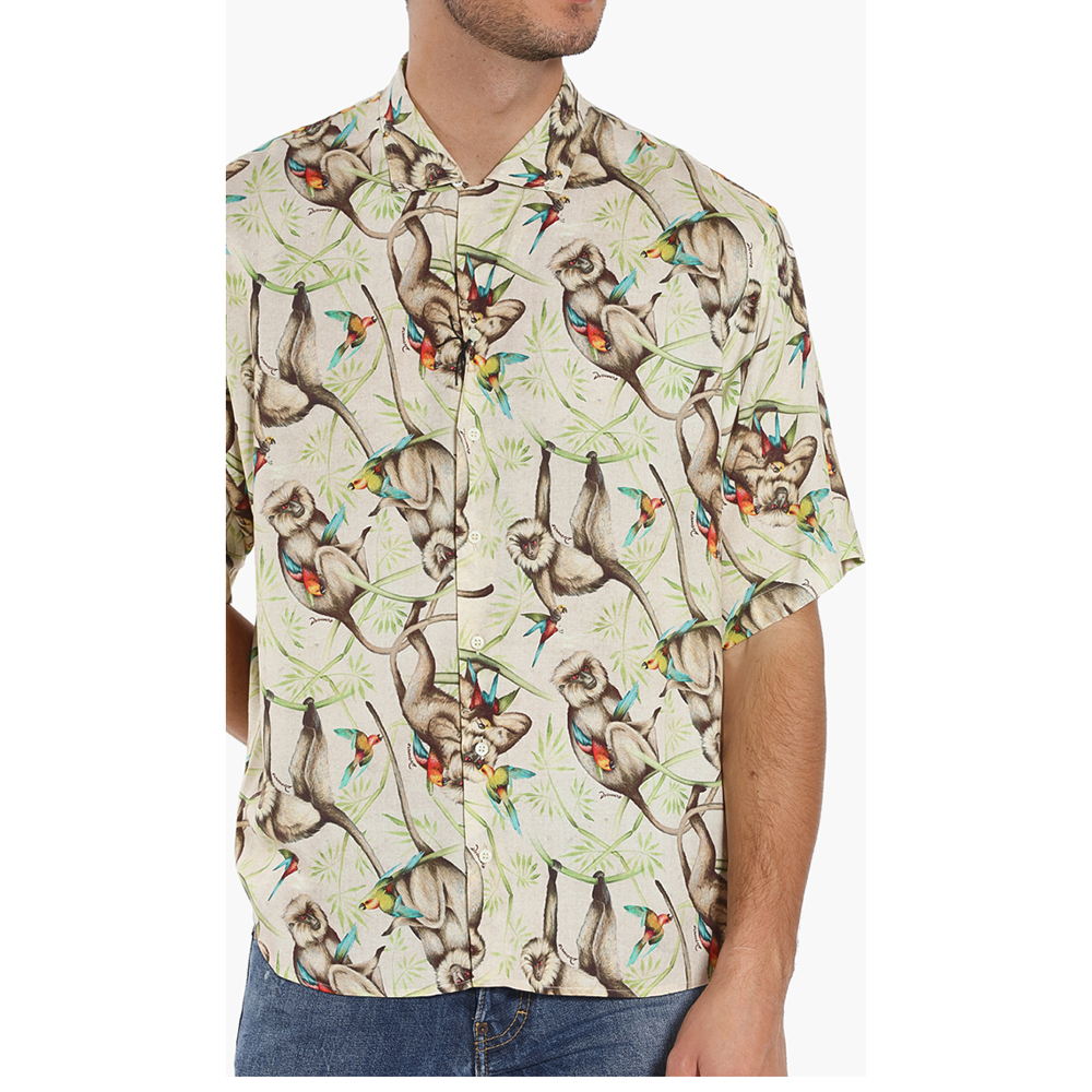 

Dsquared2 Green Killer Monkey Cotton Shirt  (IT 46