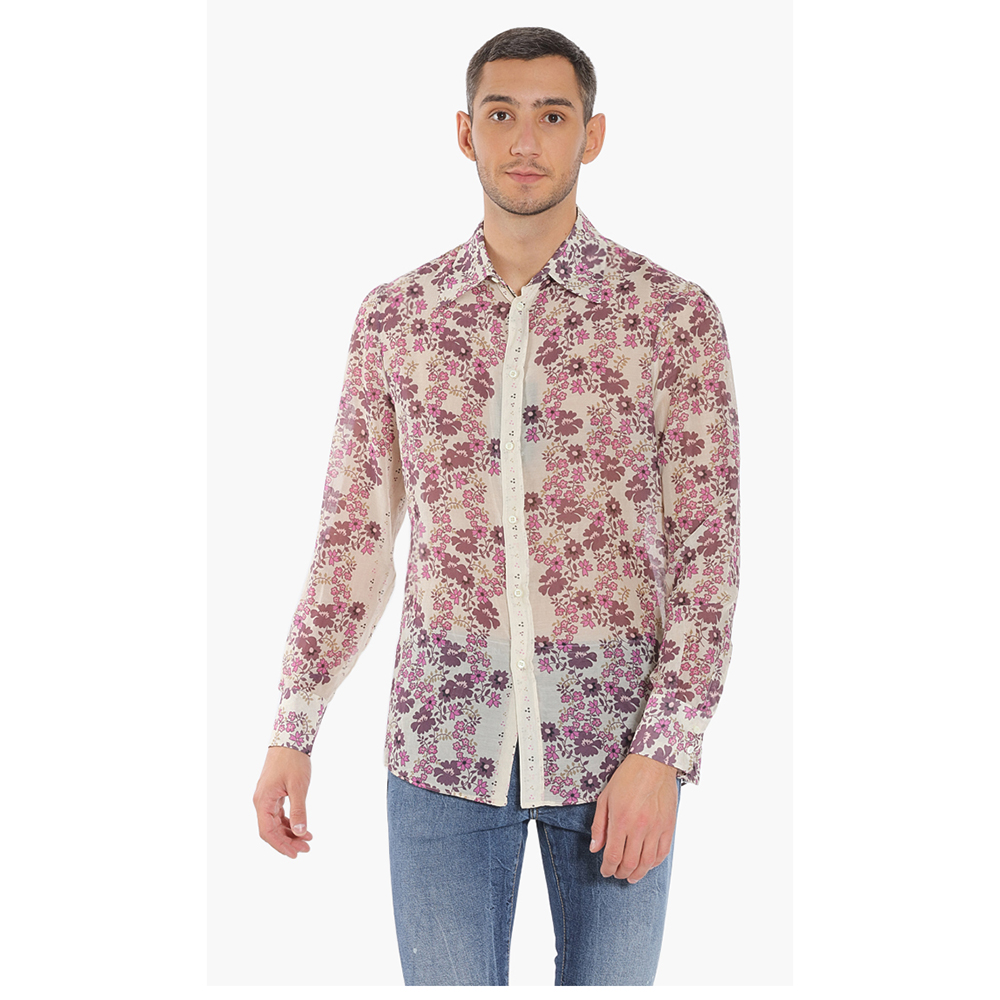 Pre Owned Dsquared2 Purple Floral Long Sleeves Shirt 3XL (IT 56)