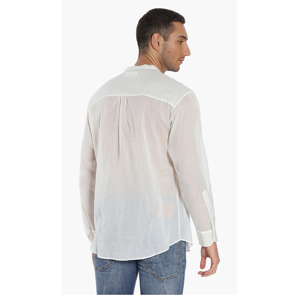 

Dsquared2 White Cotton Voile Dropped Military Shirt  (IT 48