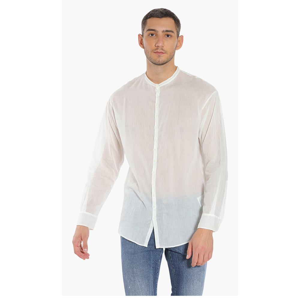 Pre Owned Dsquared2 White Cotton Voile Dropped Military Shirt M (IT 48)