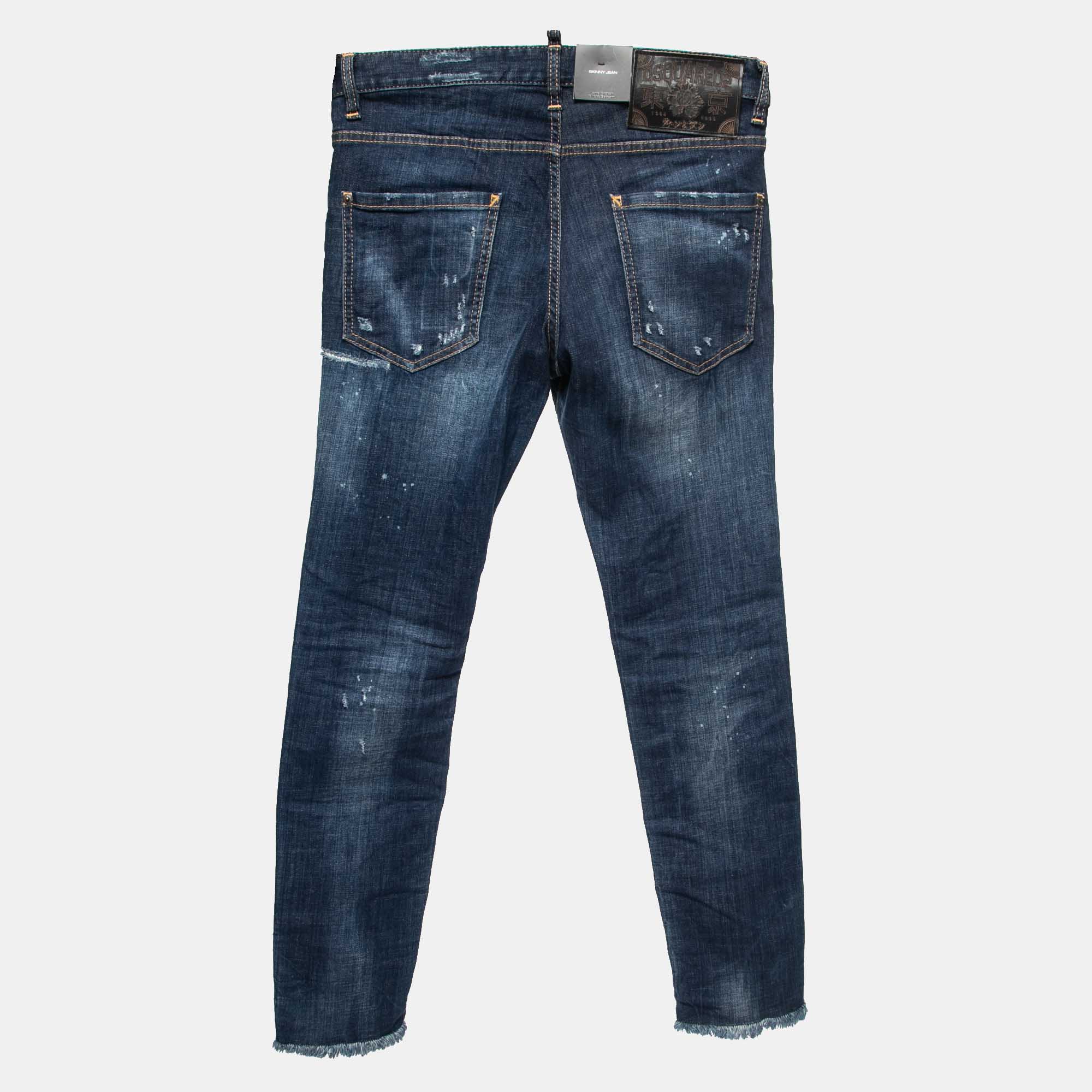 

Dsquared2 Blue Distressed Denim Skinny Dan Jeans  Waist 32