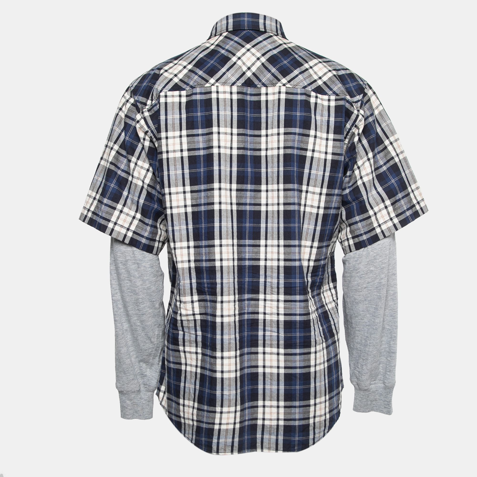 

Dsquared2 Blue Checked Cotton Sleeve Detail Shirt