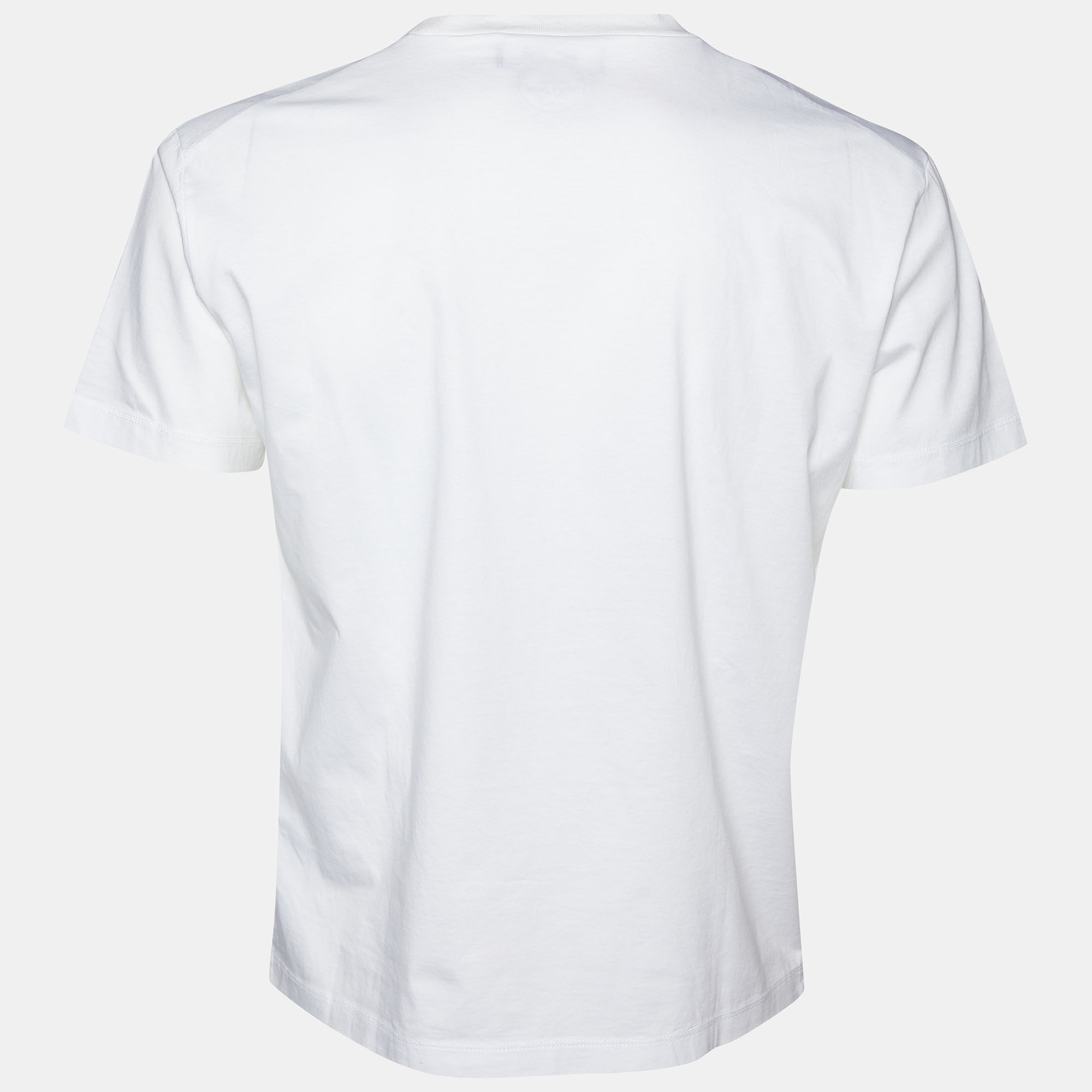 

Dsquared2 White Maple Leaf Logo Print Cotton Supercrew Fit T-Shirt