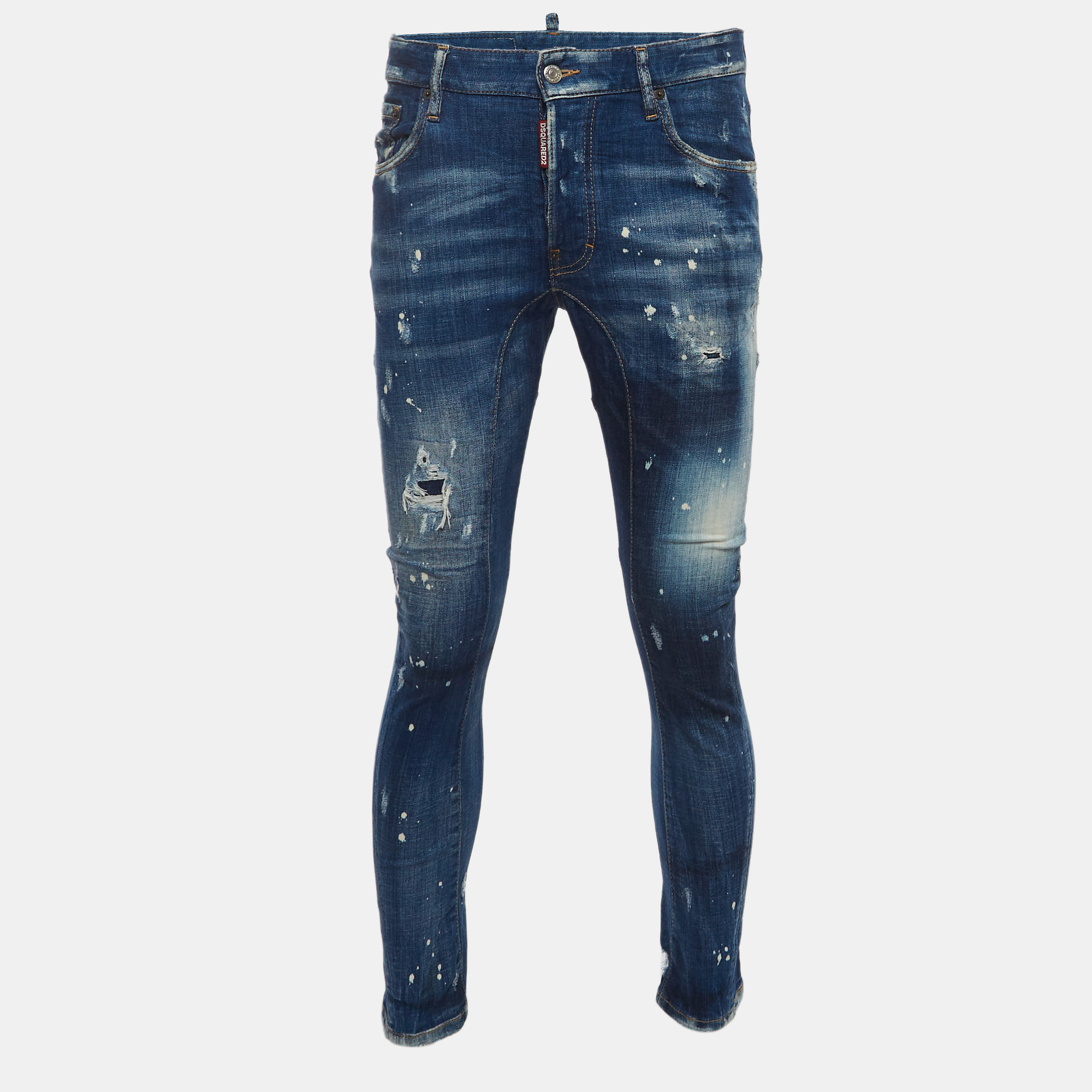 

Dsquared2 Blue Distressed Splattered Paint Denim Jeans  Waist 32