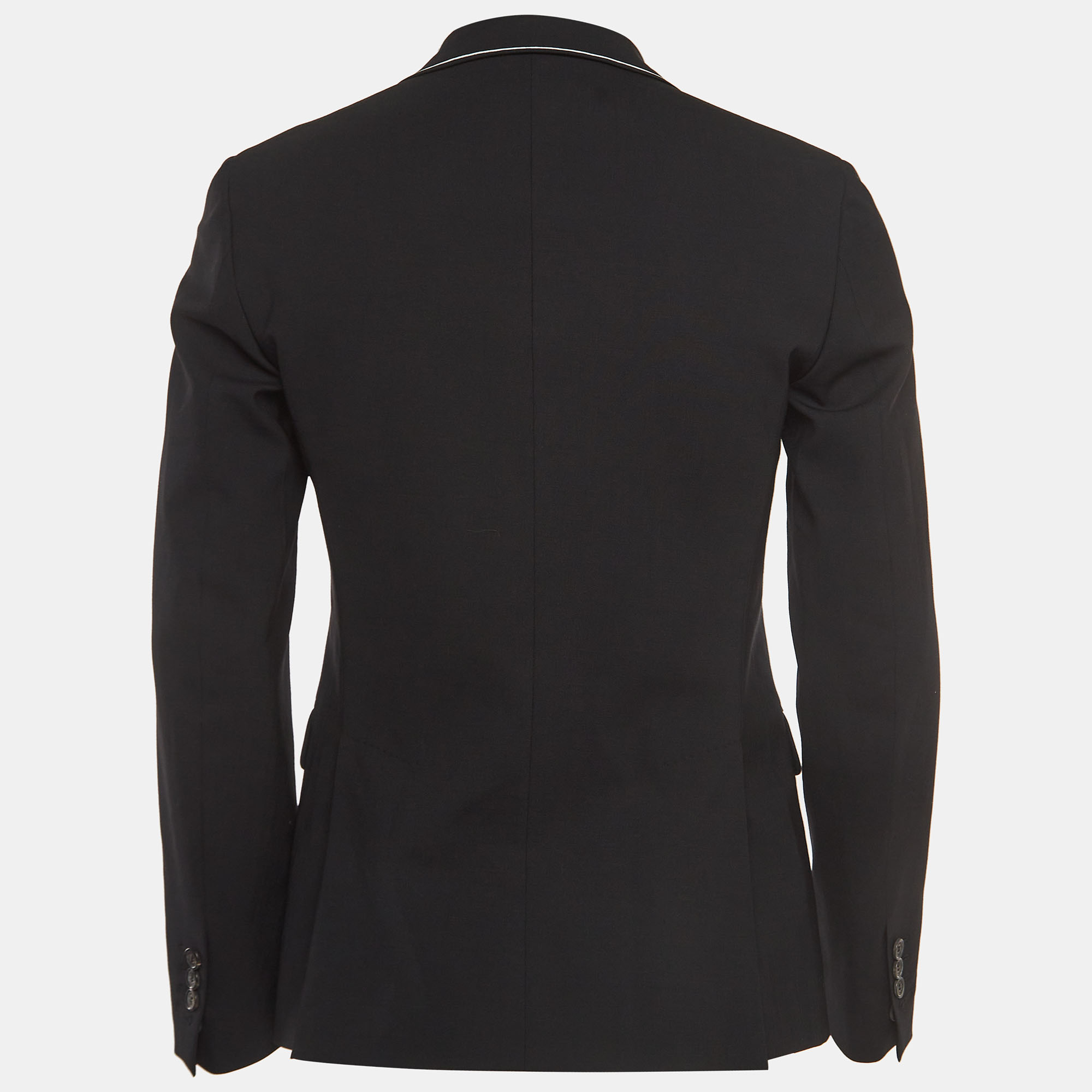 

Dsquared2 Black Contrast Piping Print Wool Single Breasted Blazer