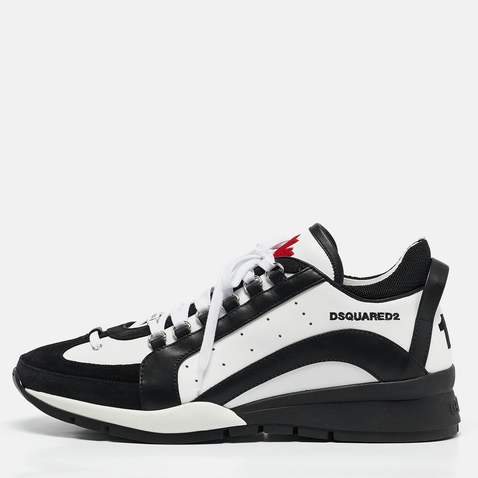 

Dsquared2 White/Black Leather and Suede Legendary Sneakers Size