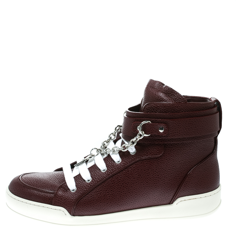 

Dsquared2 Bordeaux Leather Lock And Key High Top Sneakers Size, Burgundy