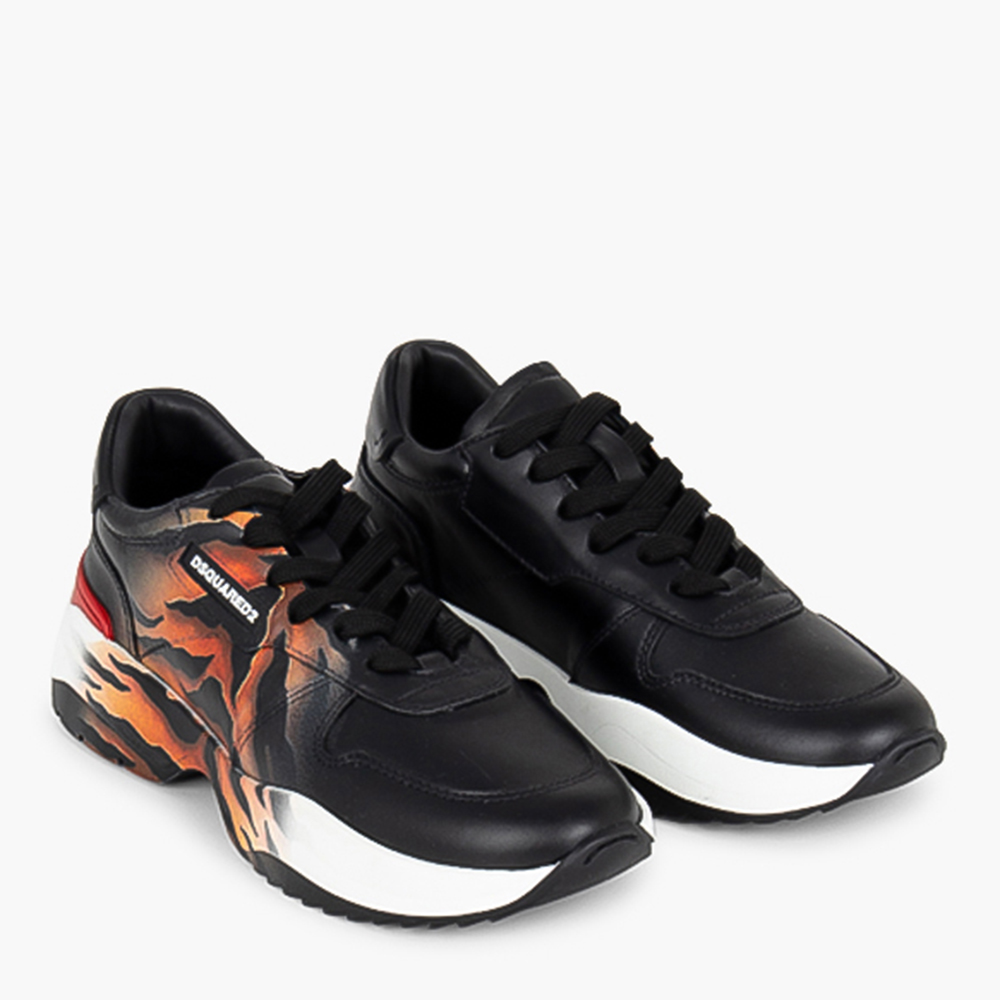 

Dsquared2 Black Leather SNM0093 Fashion Sneakers Size EU