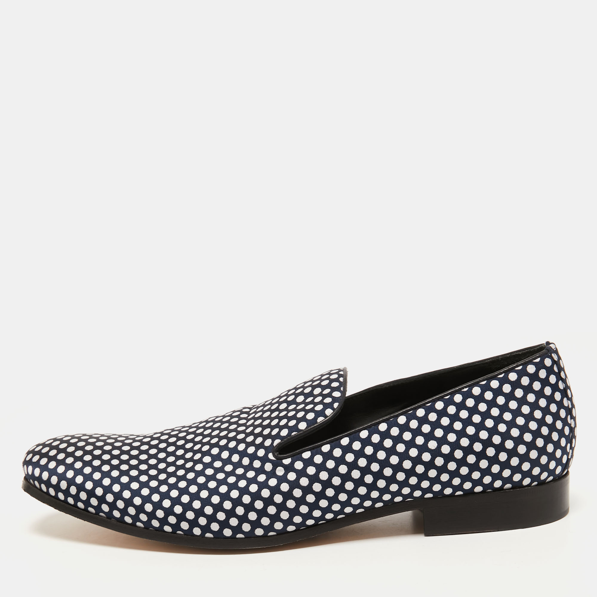Pre-owned Dsquared2 Black Fabric Polka Dot Loafers Size 42 In Blue