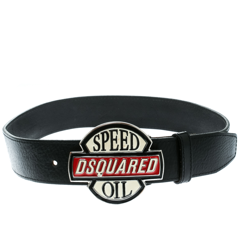 Dsquared2 Black Leather Speed Oil Belt 