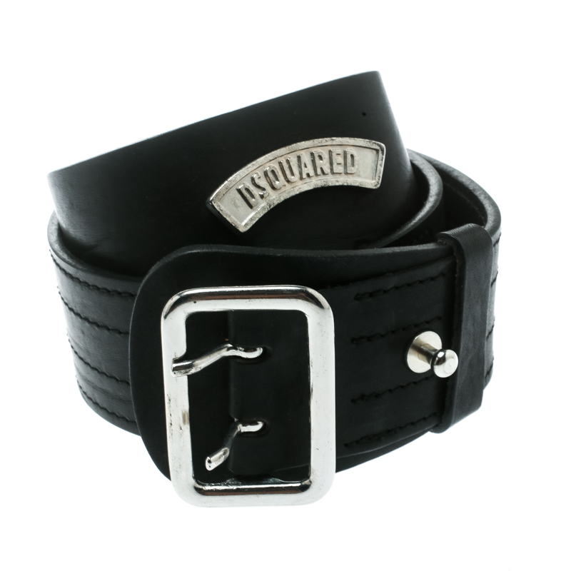 

DSquared2 Black Leather Buckle Belt Size