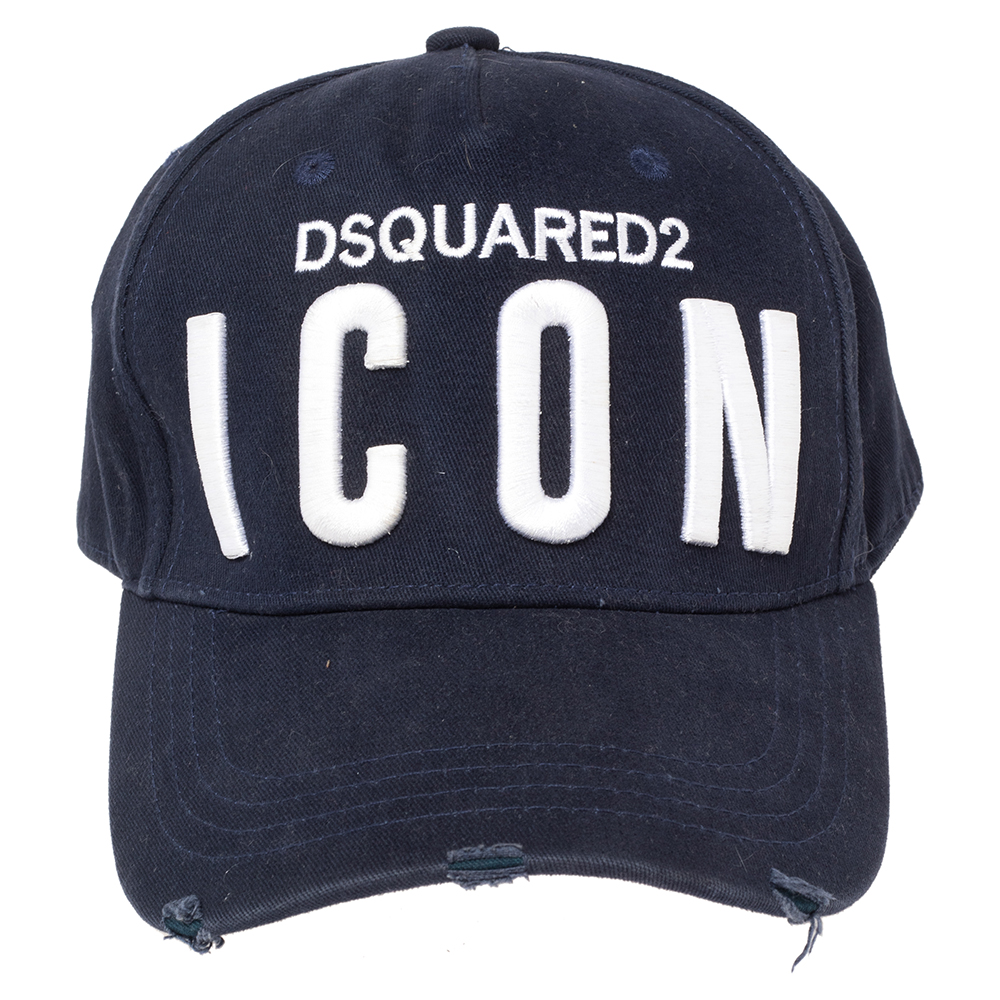 

DSquared2 ICON Navy Blue Logo Embroidered Garbardine Baseball Cap