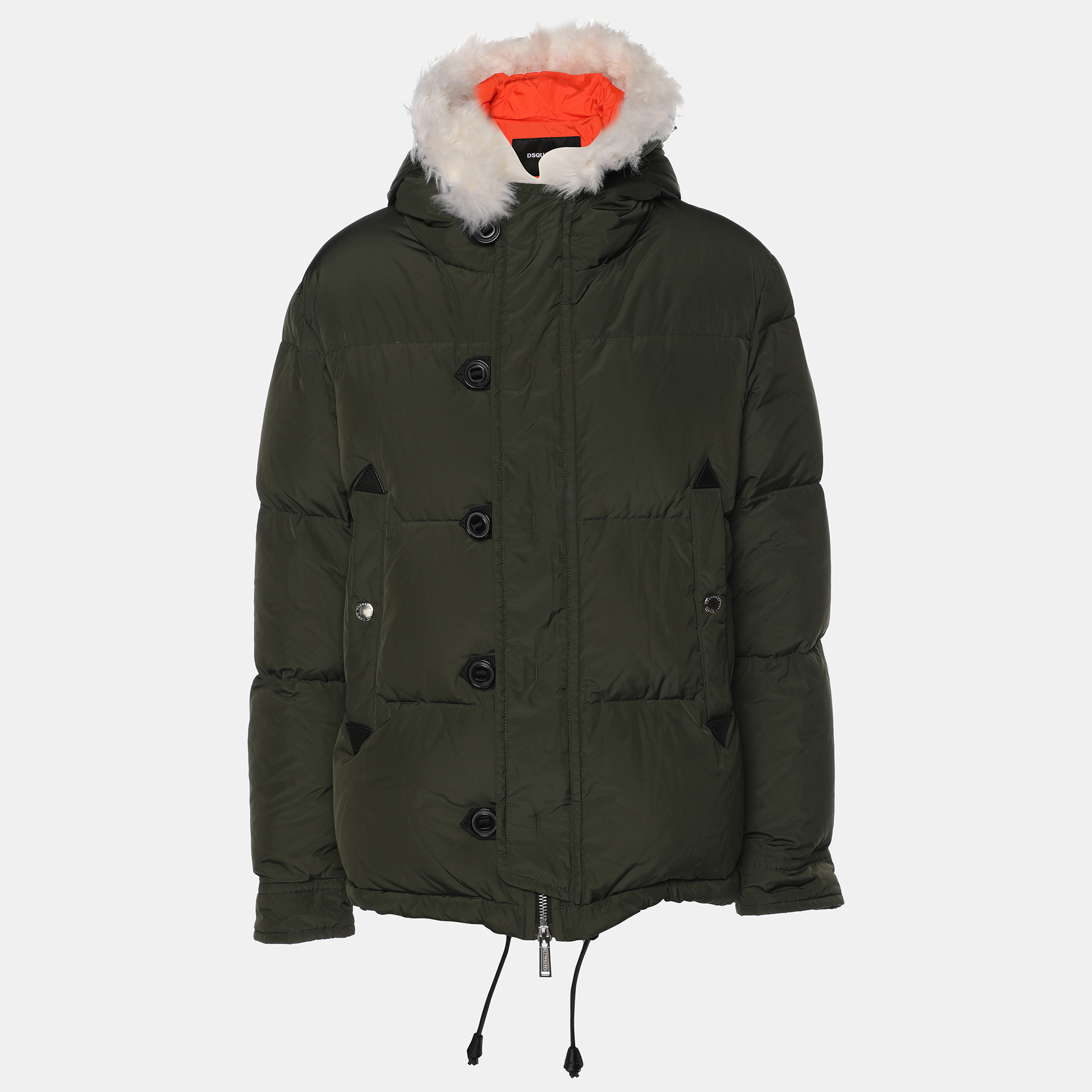 

Dsquared2 Dark Green Nylon and Goat Hair Bomber Jacket L