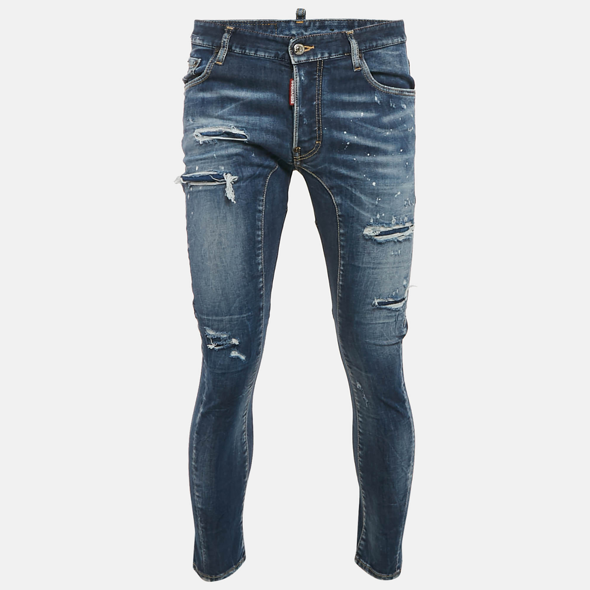 

Dsquared2 Blue Distressed Denim Tidy Biker Jean S Waist 32"