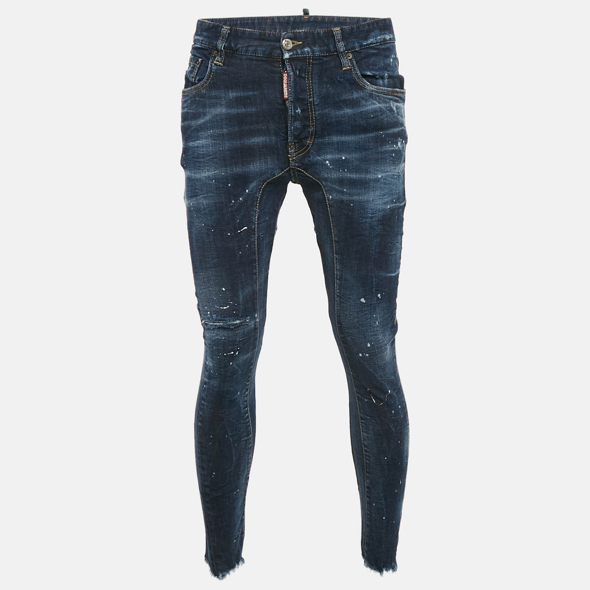 

Dsquared2 Blue Distressed Denim Tidy Biker Jean S Waist 31"