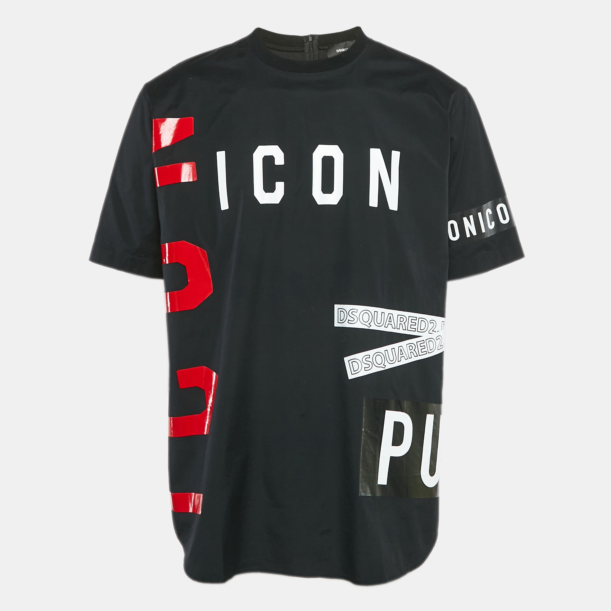 

Dsquared2 Black Icon Print Cotton Punk T-Shirt L