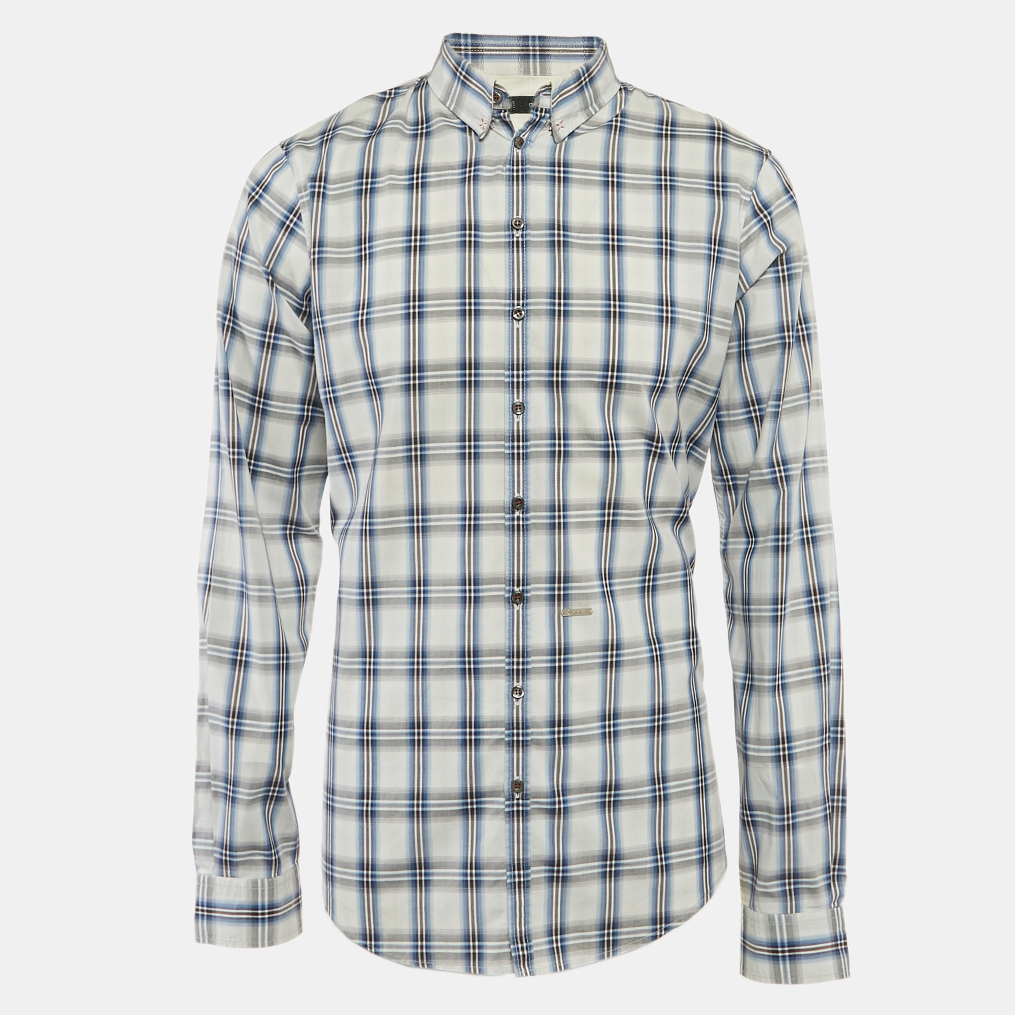 

Dsquared2 Blue Tartan Checks Cotton Long Sleeve Shirt XXL