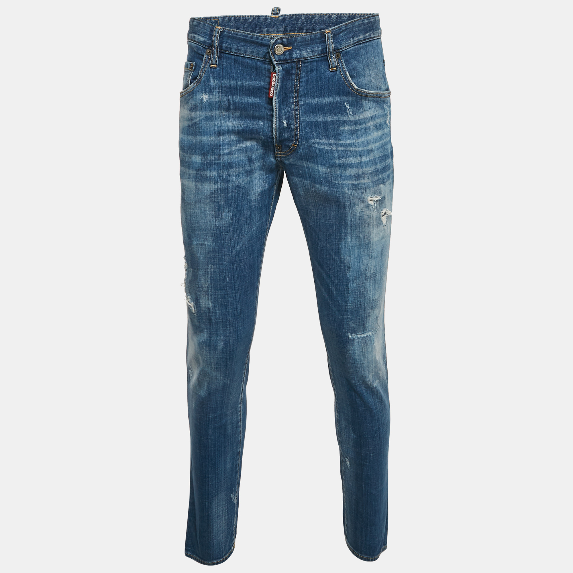 

Dsquared2 Blue Distressed Denim Skater Jeans L Waist 35"