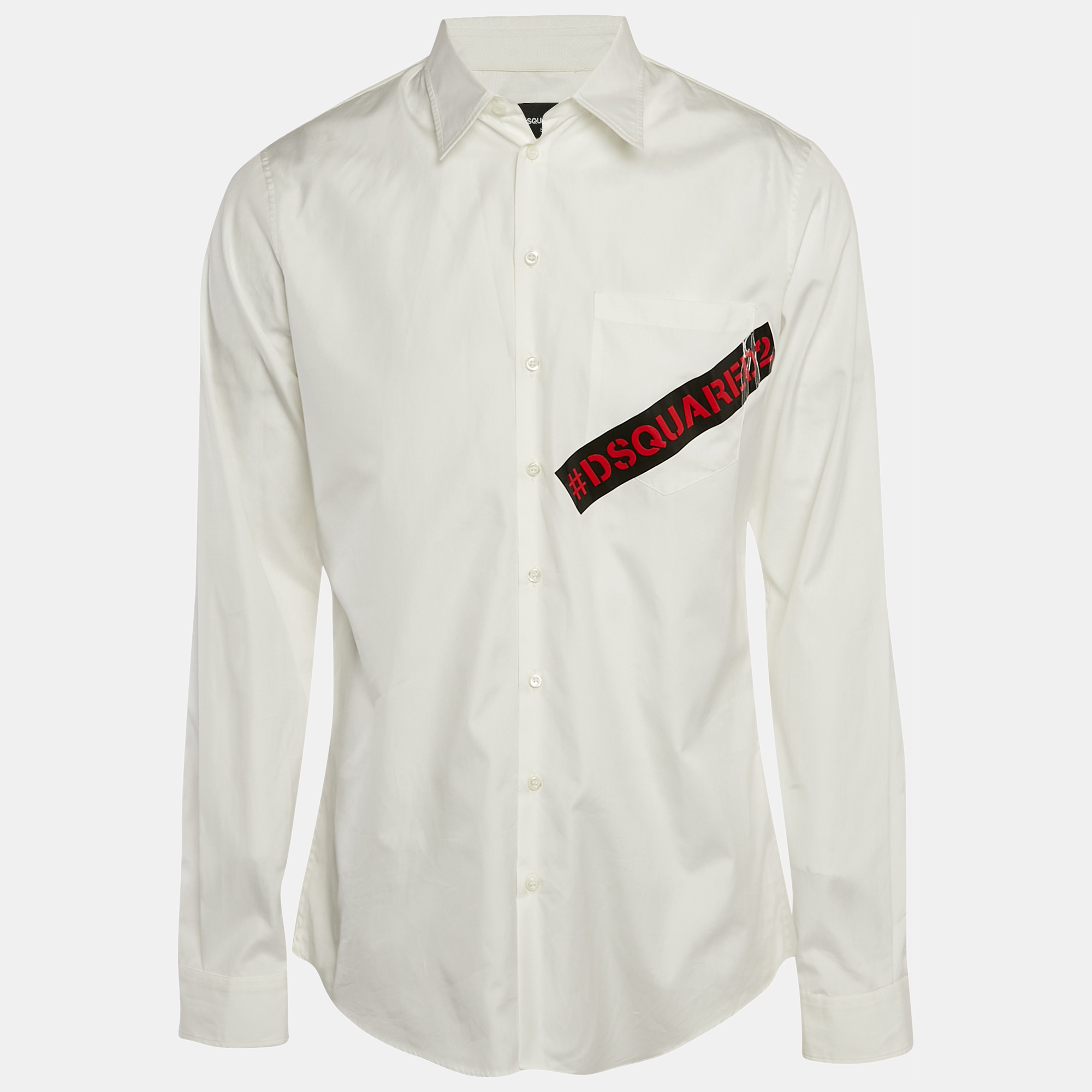

Dsquared2 White Logo Print Cotton Long Sleeve Shirt XL