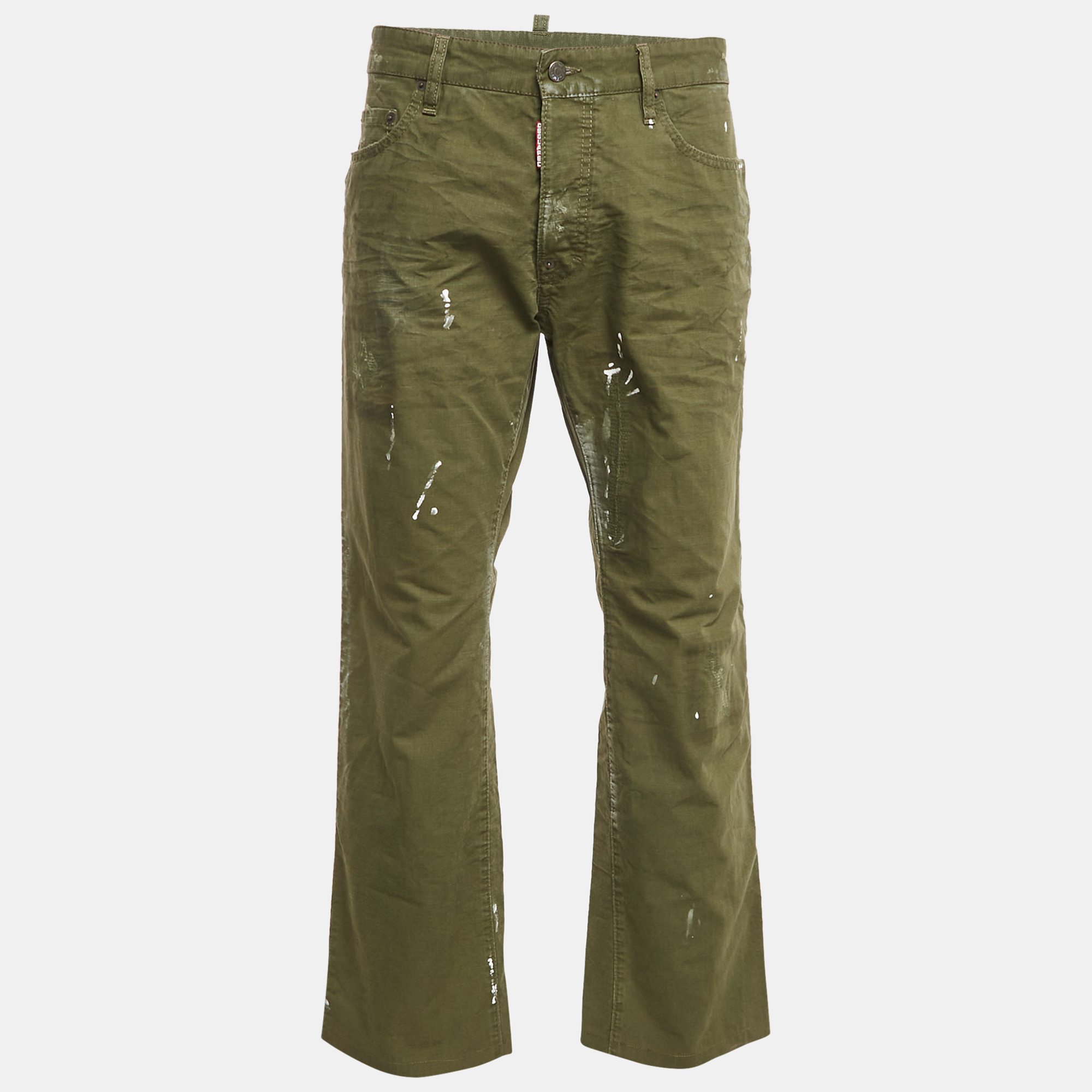 Pre-owned Dsquared2 Green Cotton Dean Jeans Xxl Waist 38"