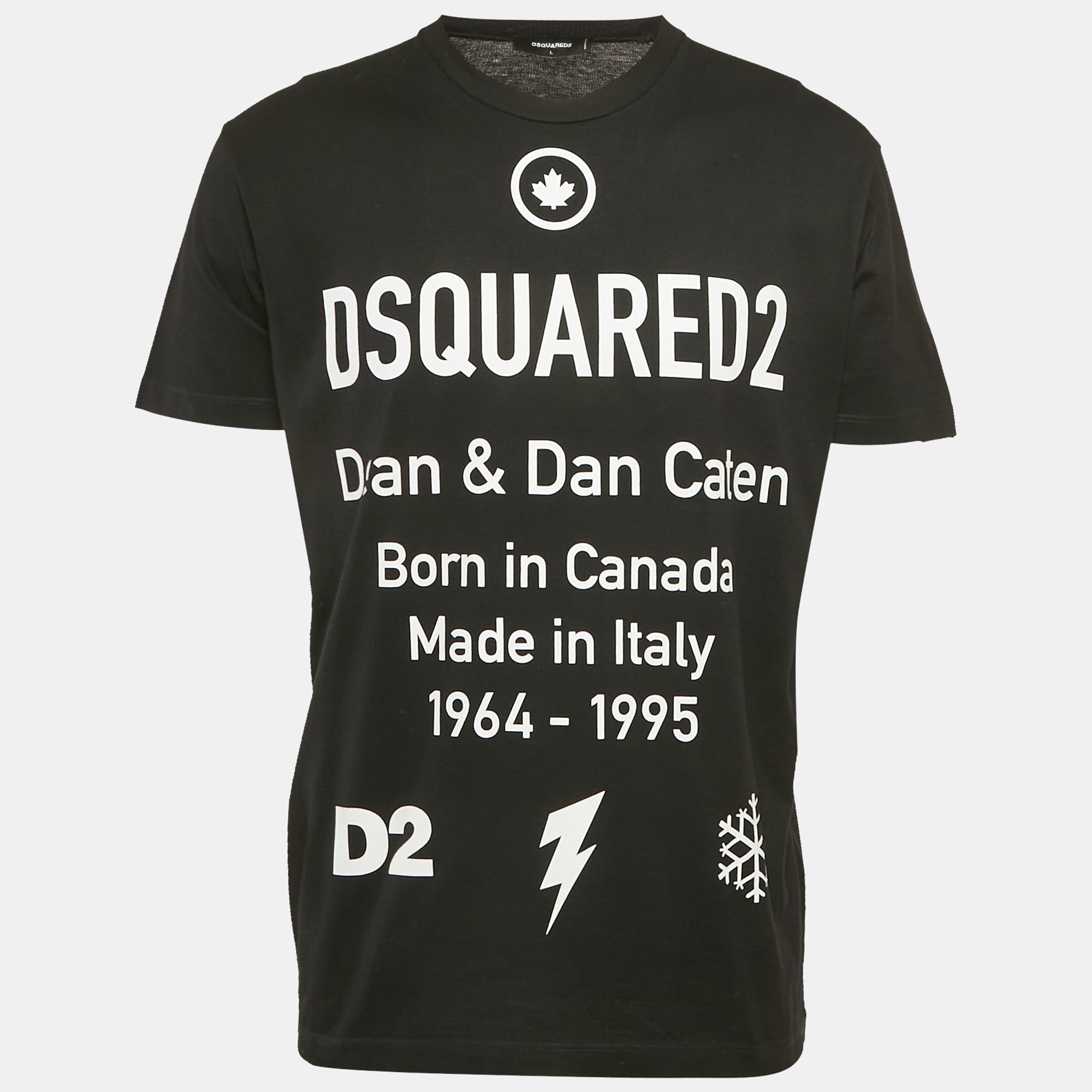 

Dsquared2 Black Logo Print Cotton Crew Neck T-Shirt L