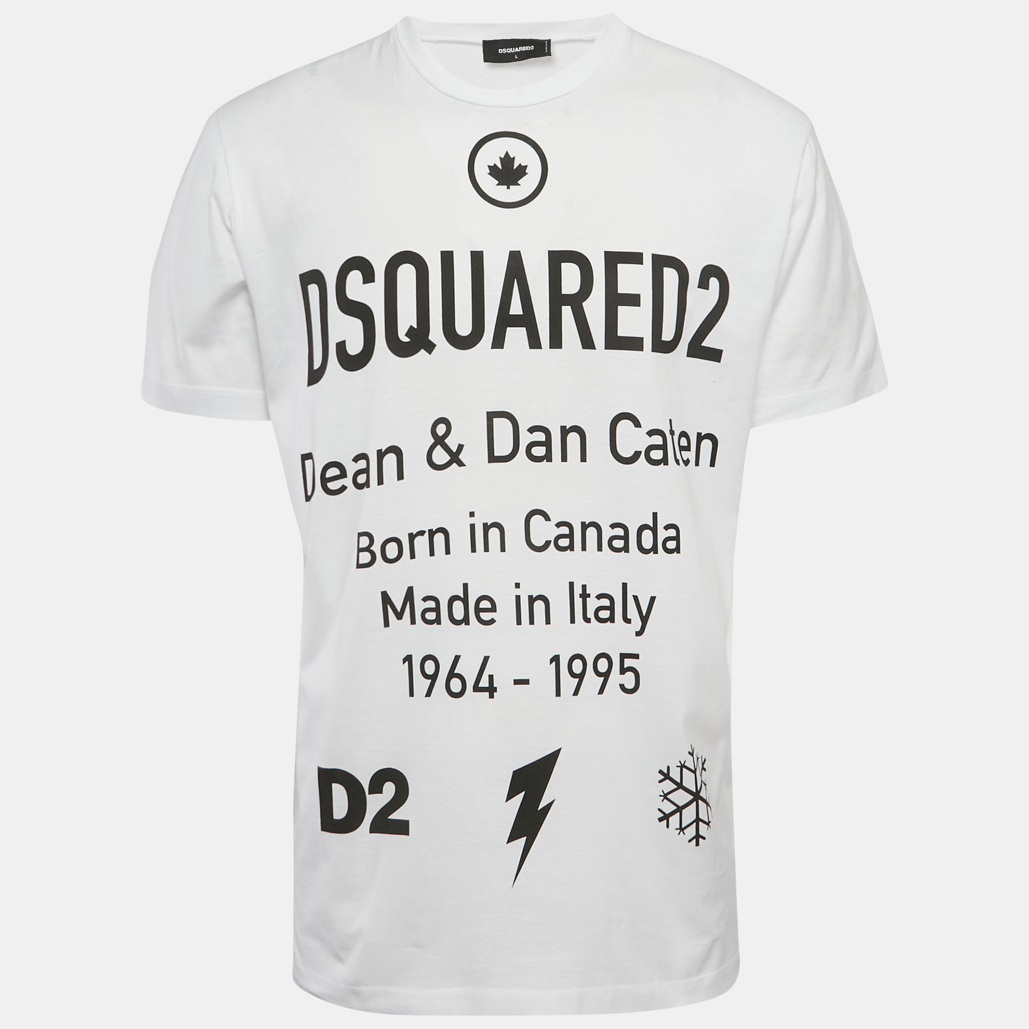 

Dsquared2 White Logo Print Cotton Crew Neck T-Shirt L