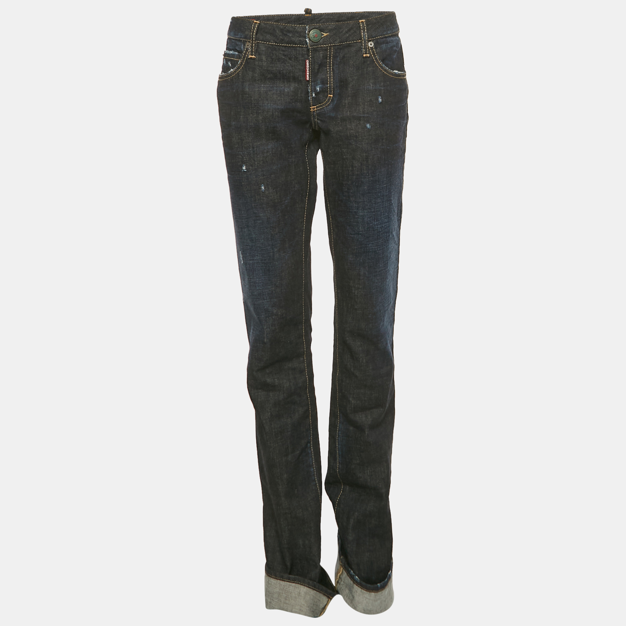 

Dsquared2 Blue Dark Wash Distressed Denim Jeans S Waist 33"
