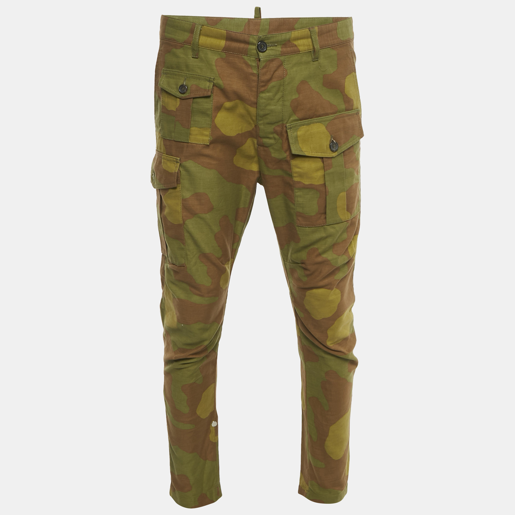 Pre-owned Dsquared2 Multicolor Camo Print Cotton Cargo Pants M