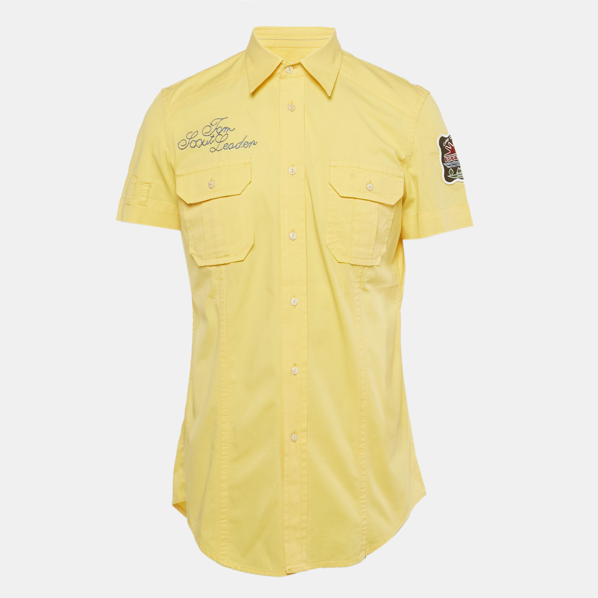 

Dsquared2 Yellow Applique Cotton Short Sleeve Shirt L